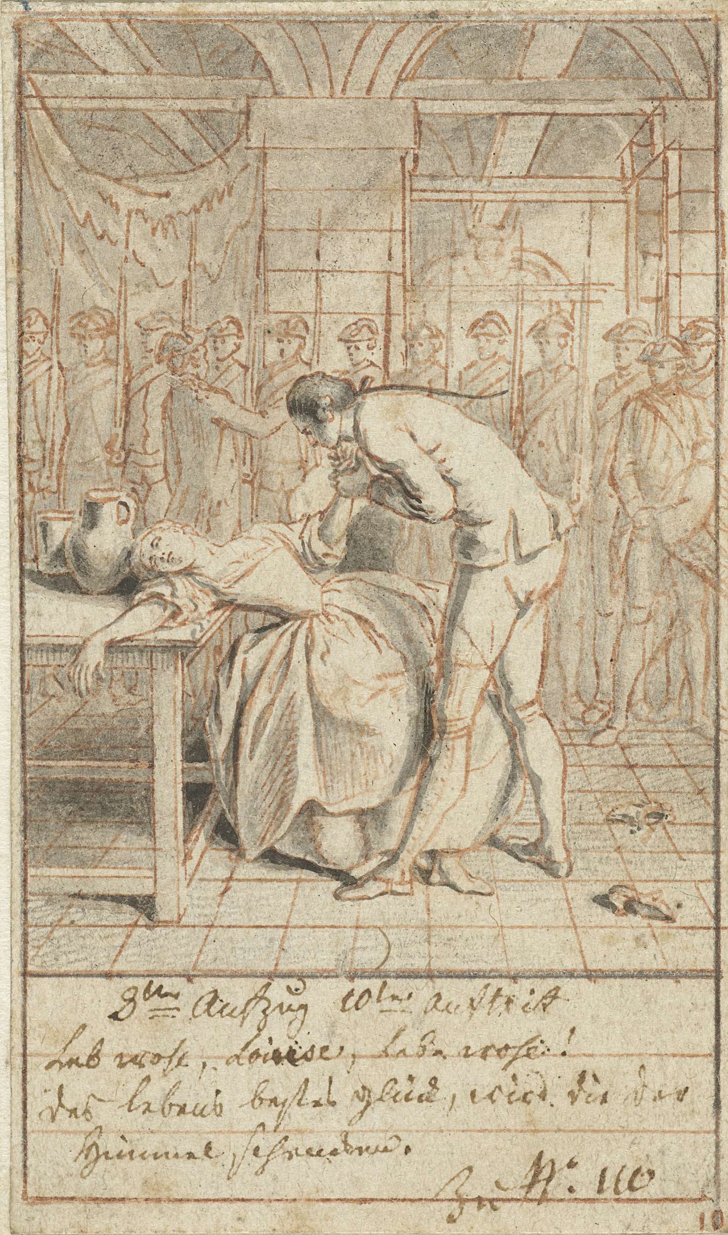 Engraving by Daniel Nikolaus Chodowiecki depicting a man leaning over a fainted woman.
