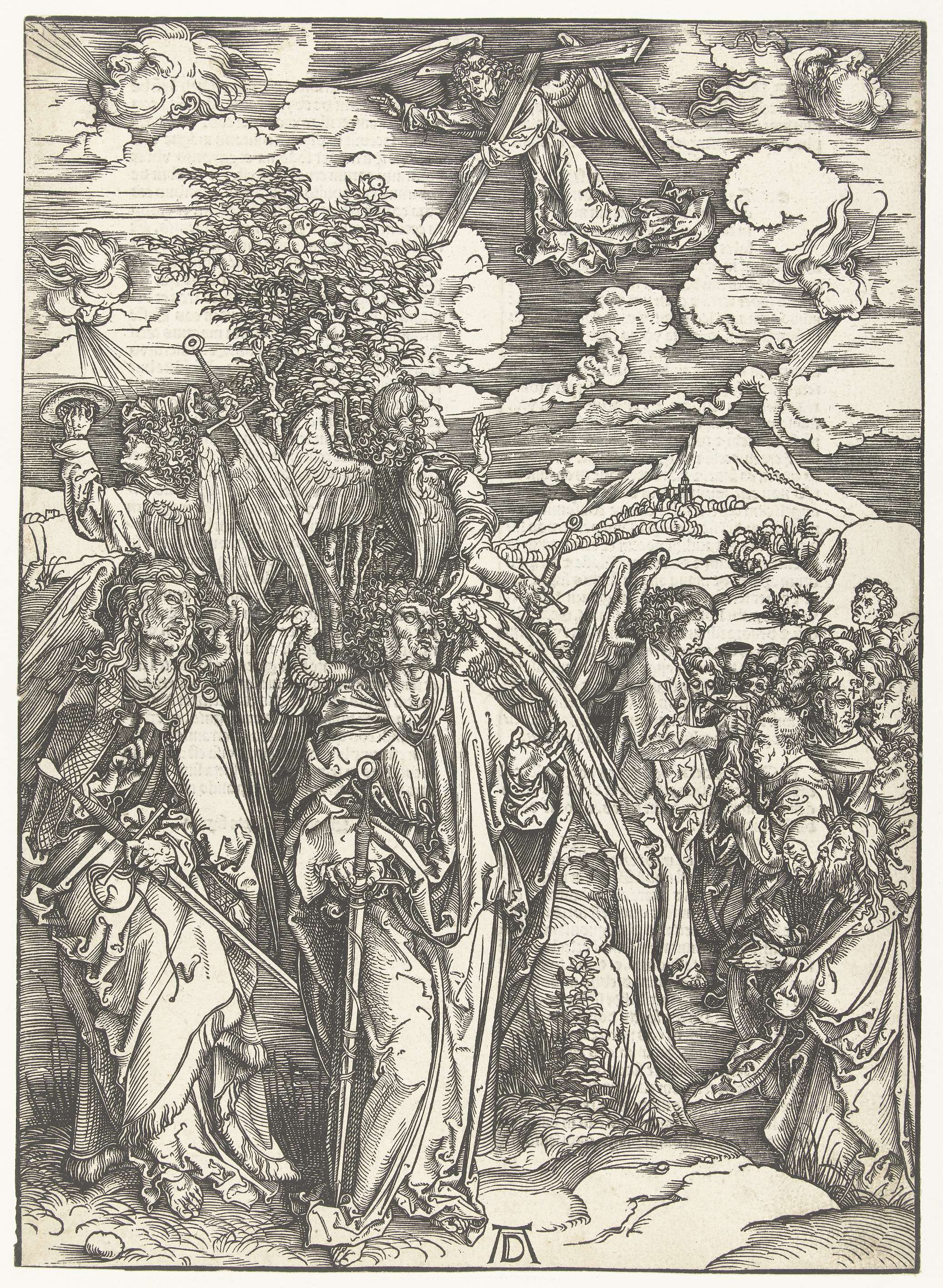 Engelen houden de vier winden tegen, by Albrecht Dürer, public domain