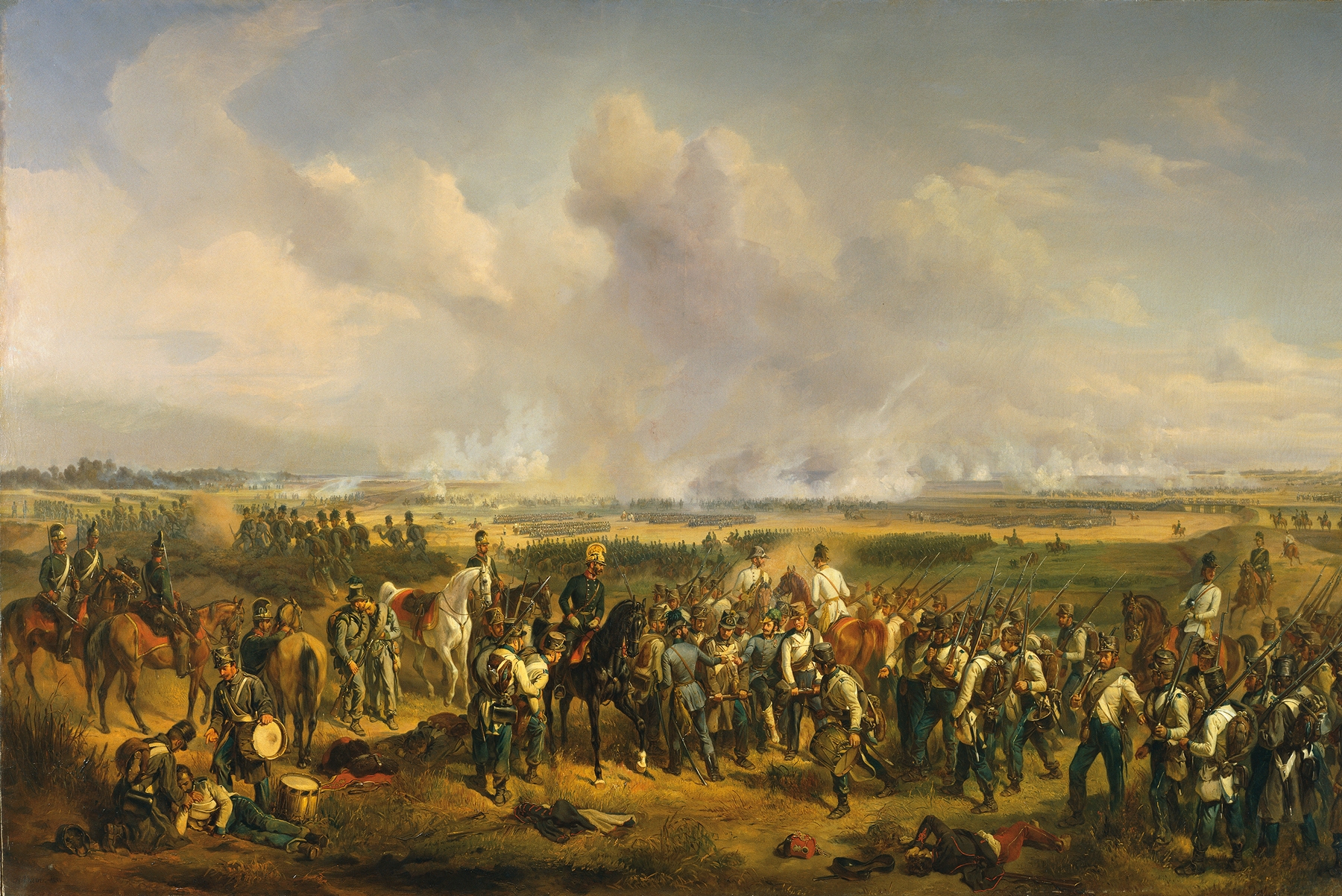 Historical scene with soldiers in battle, oil painting by Albrecht von Adam