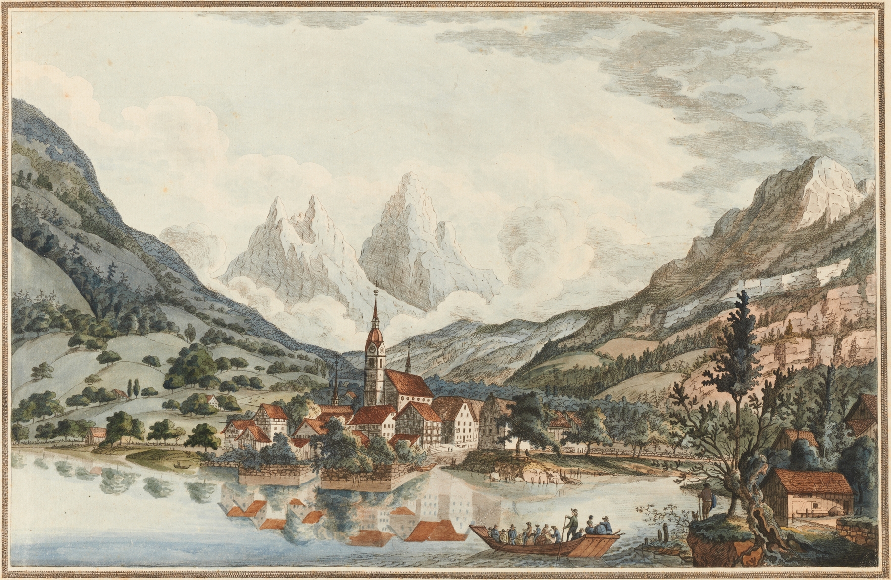 Oil painting by Johann Jakob Aschmann depicting hills and valleys.