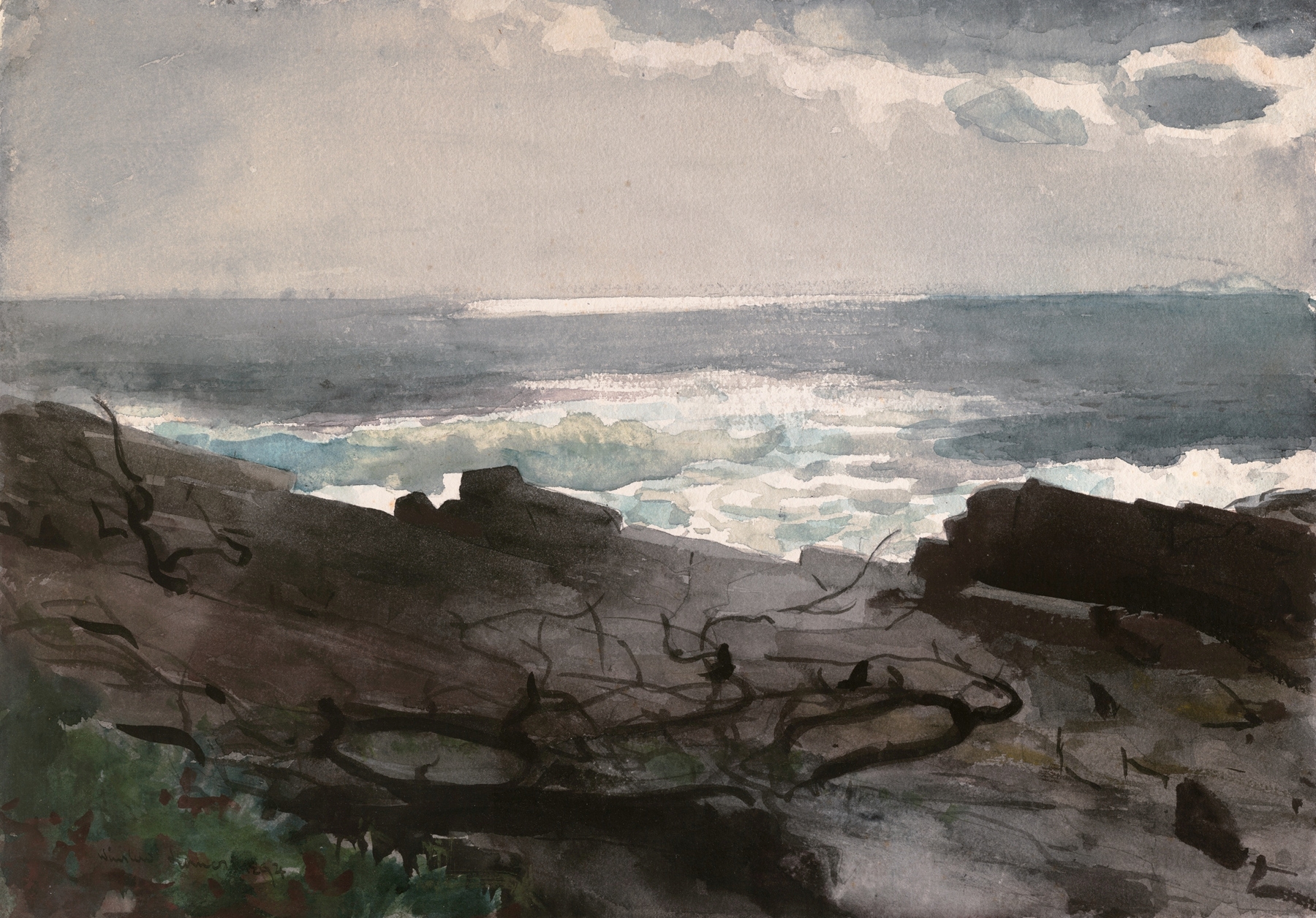 Sunshine and Shadow, Prout’s Neck, by Winslow Homer, public domain