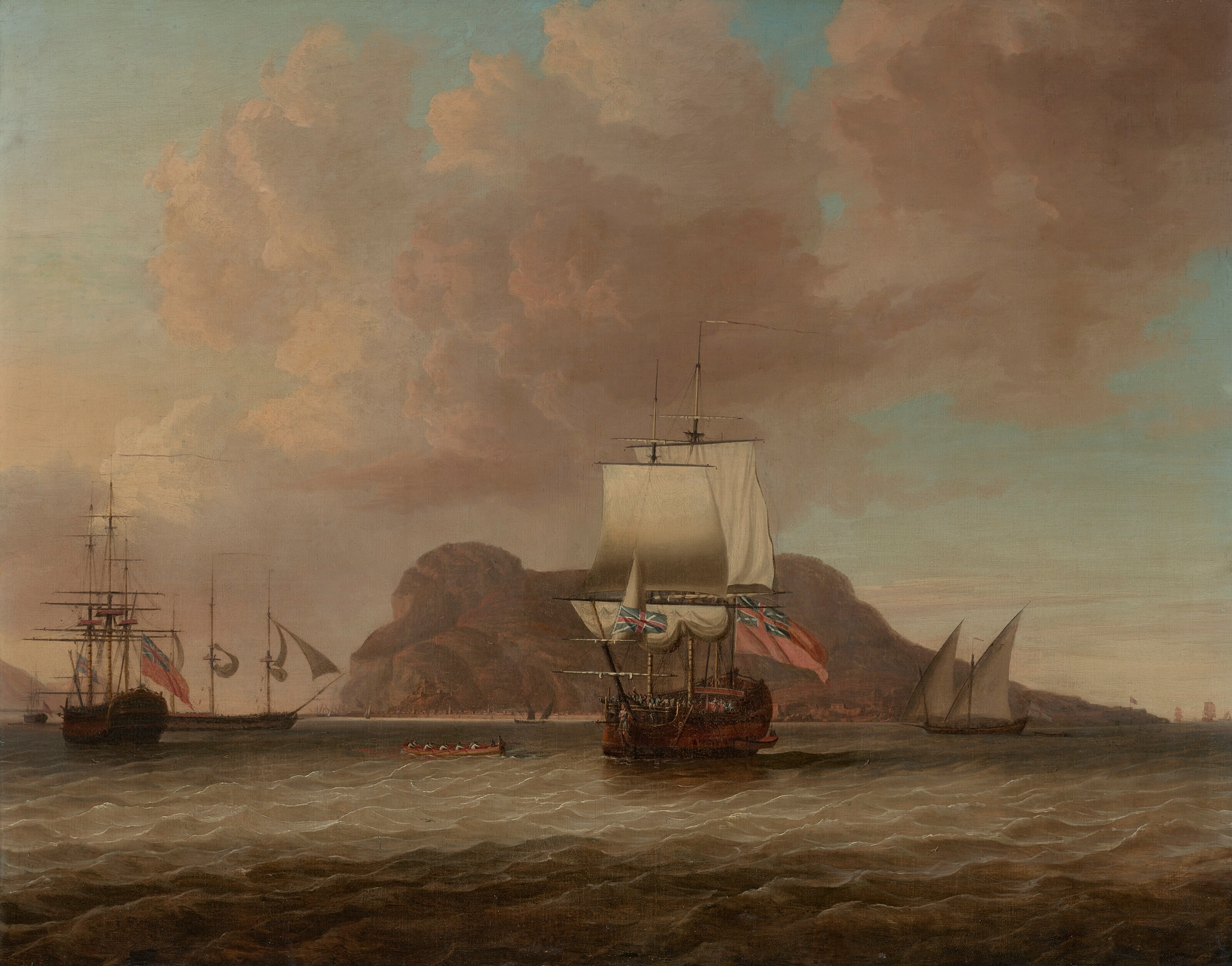 A British naval squadron off the coast of Gibraltar, by Dominic Serres, public domain