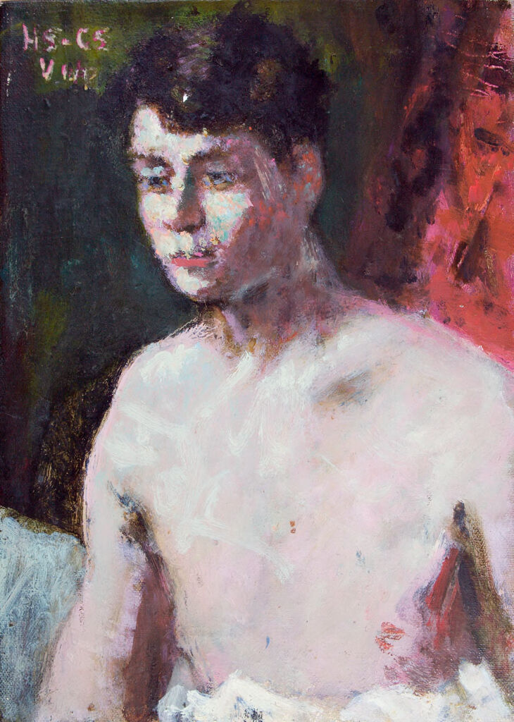 Portrait of a shirtless young man, oil on canvas by Denman Waldo Ross