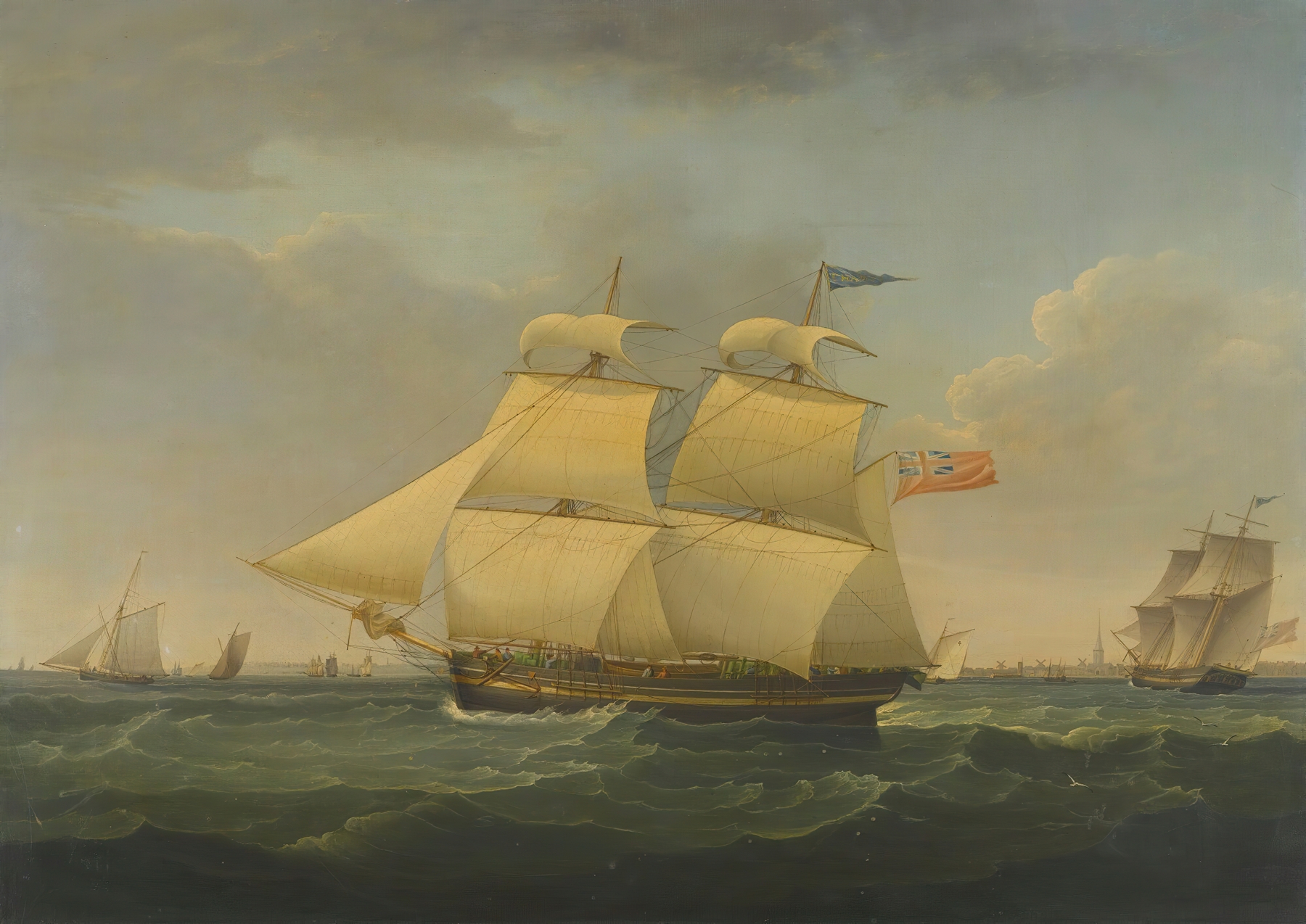The Snow Thames In Two Positions Off Harwich by John Harwood, oil painting depicting a snowy river landscape.