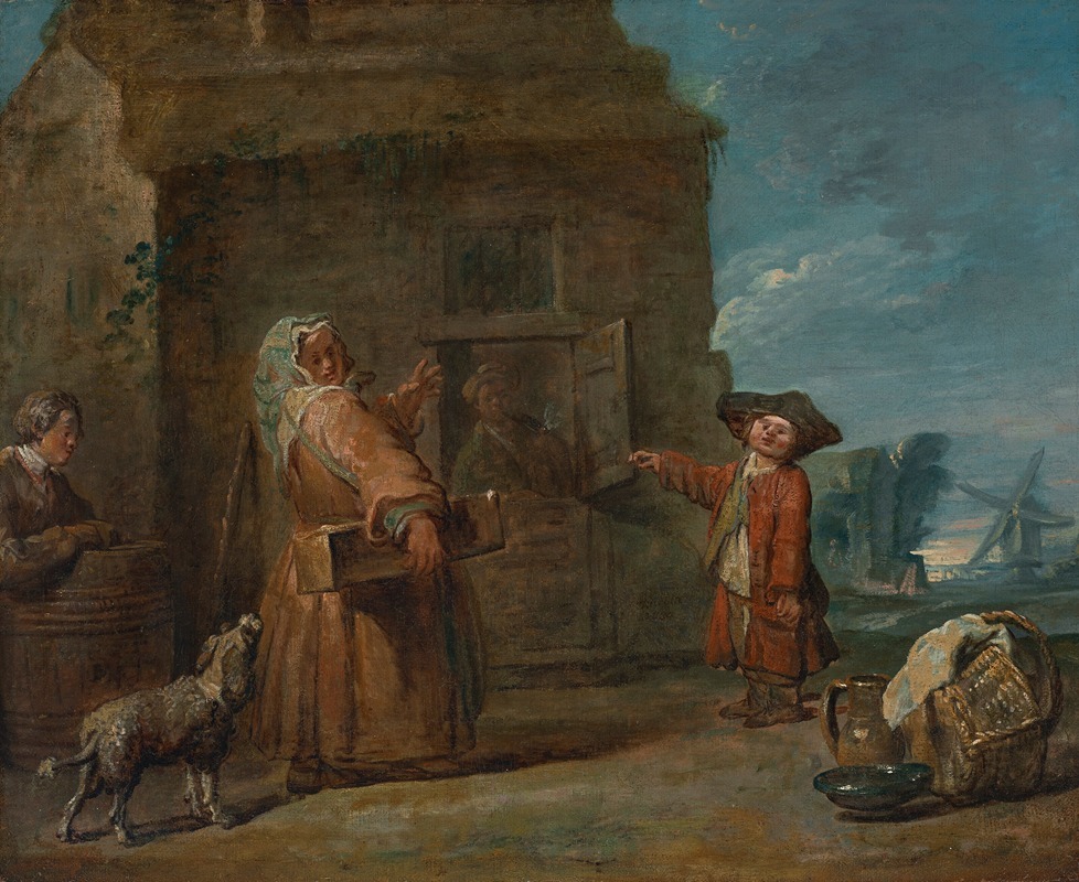 A genre scene depicting a magician and his audience.