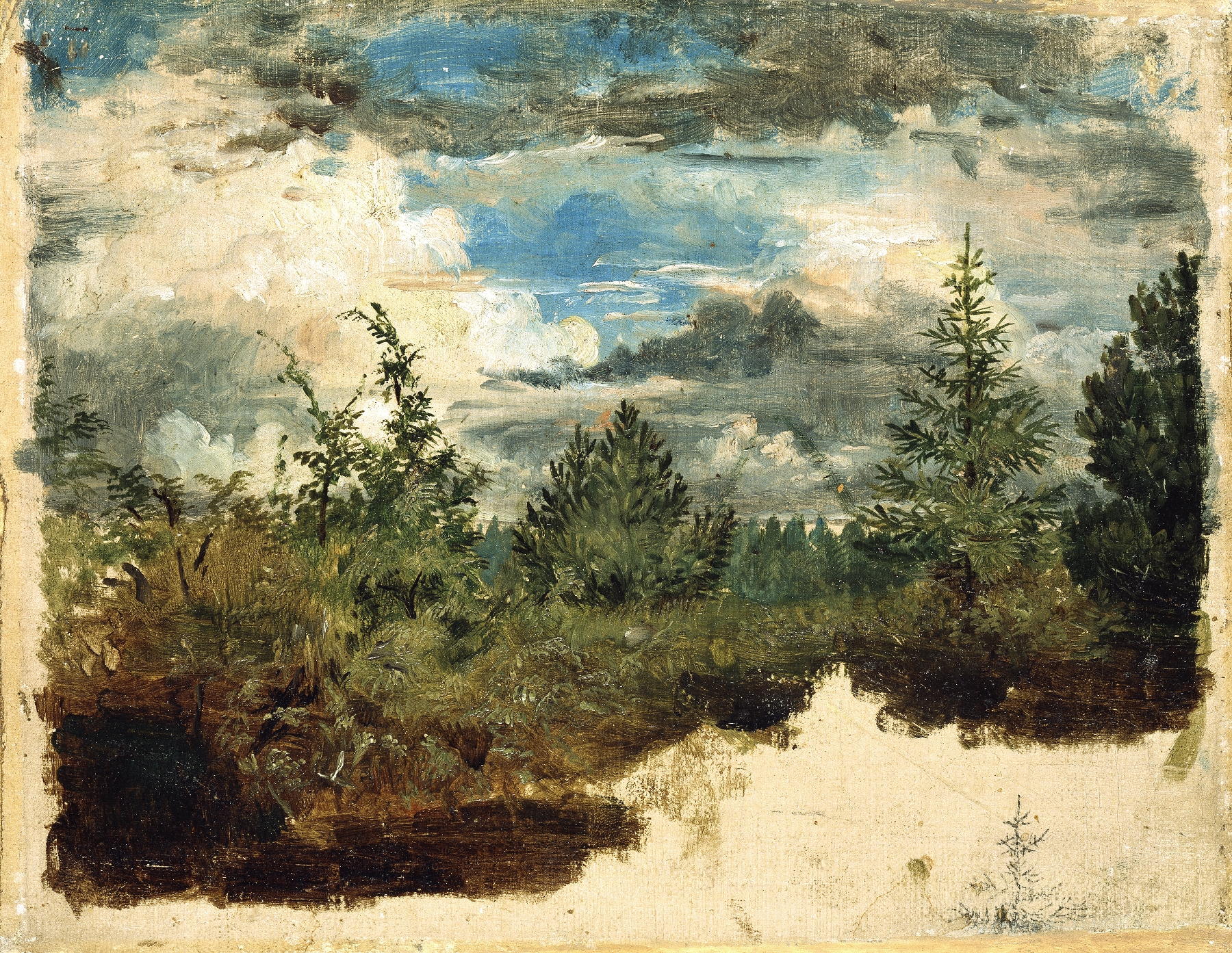 A Wooded Hillside study by Kilian Zoll, depicting a serene landscape with greenery and shadows.
