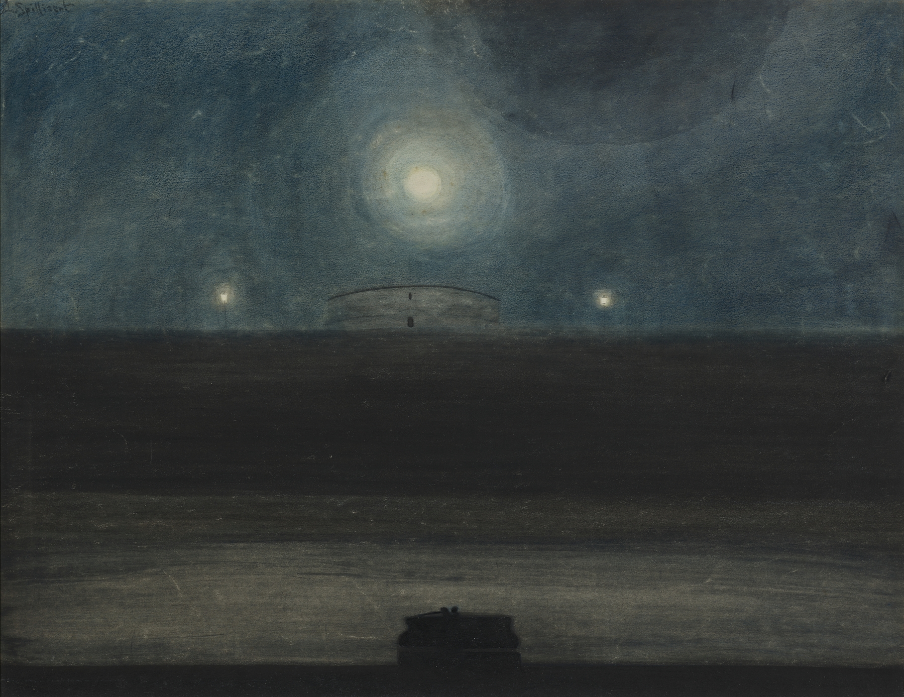 Strand met maan, by Léon Spilliaert, public domain