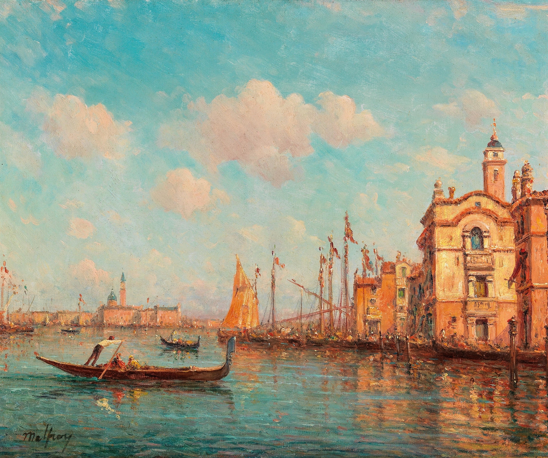 Venice landscape with San Giorgio Maggiore, oil on canvas by Henry Malfroy