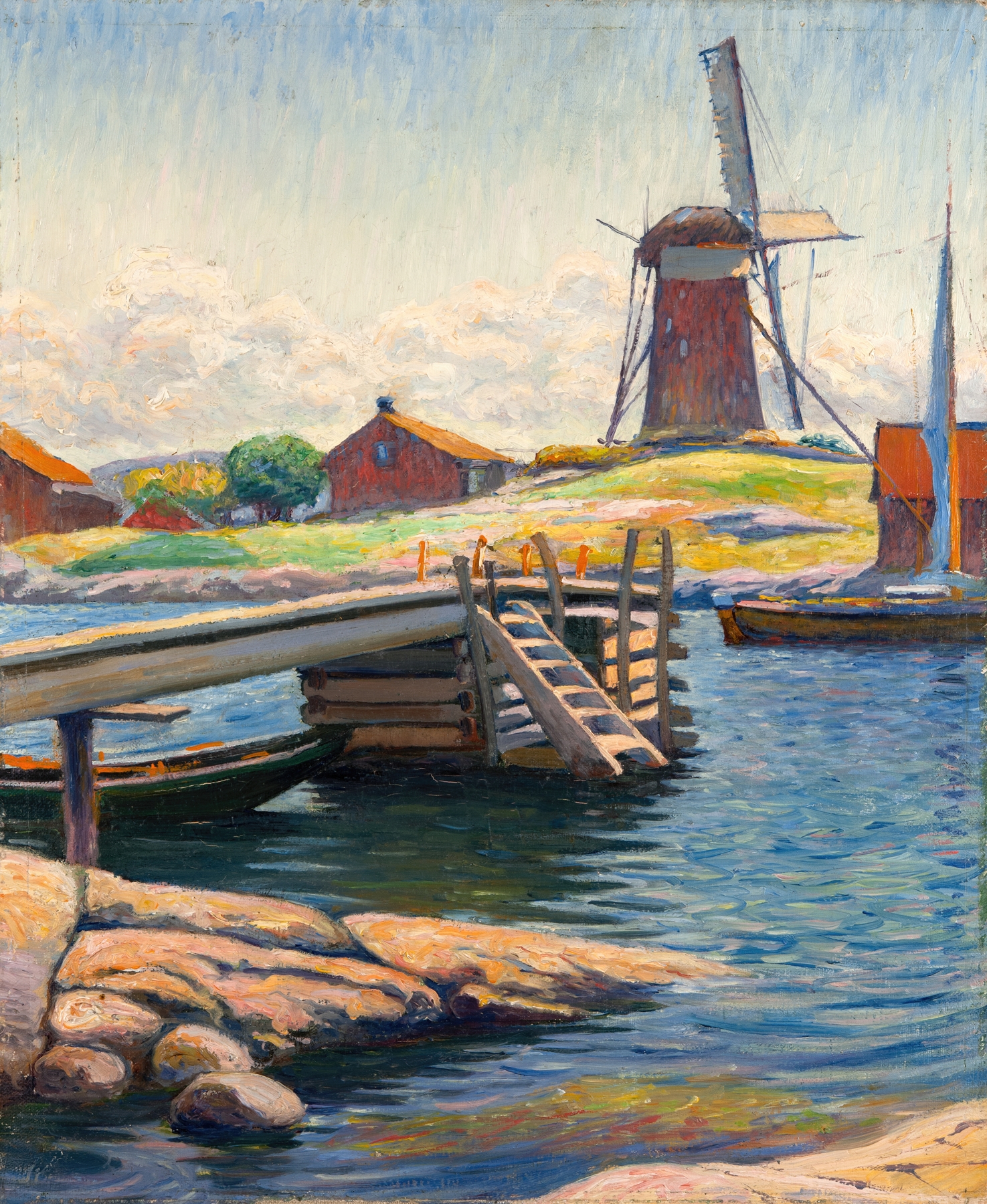 Marine scene with tranquil sea and sky, oil on canvas by Olof Sager-Nelson