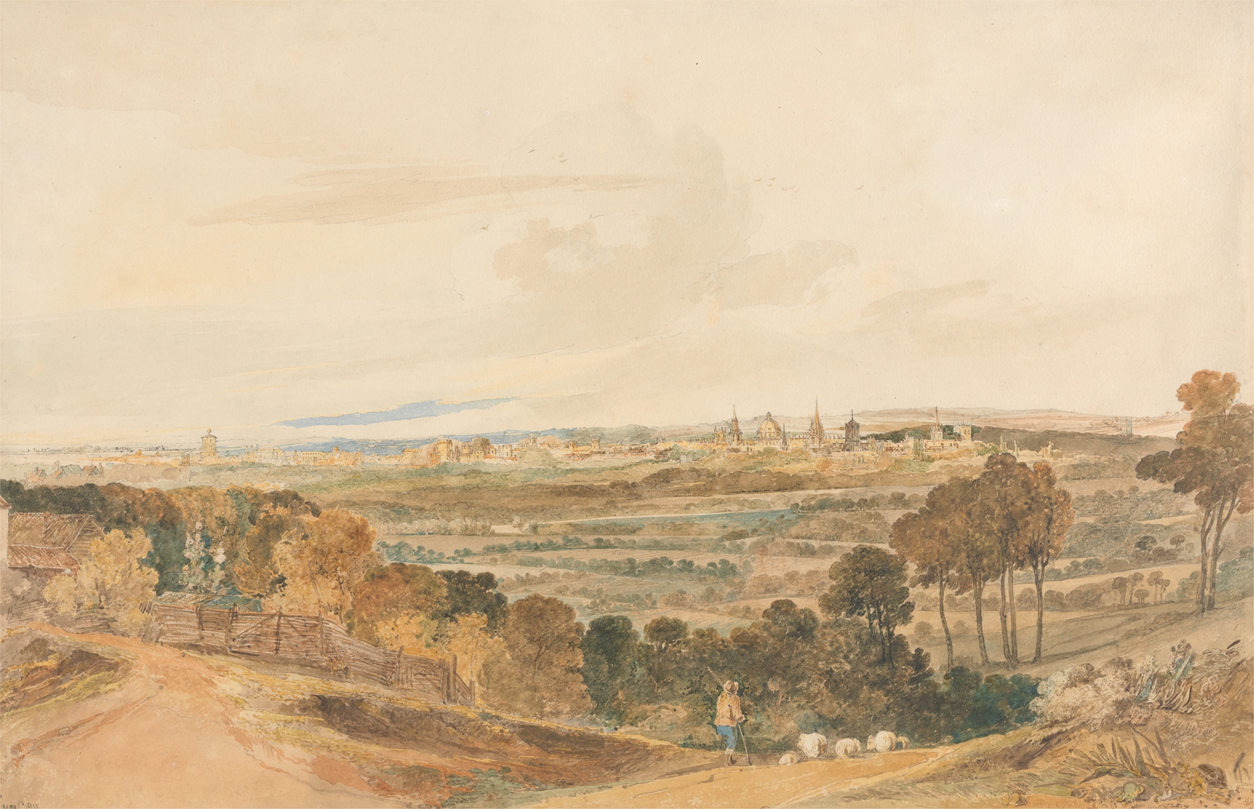 Landscape depicting Oxford from Boar’s Hill, oil painting by Hugh O'Neill