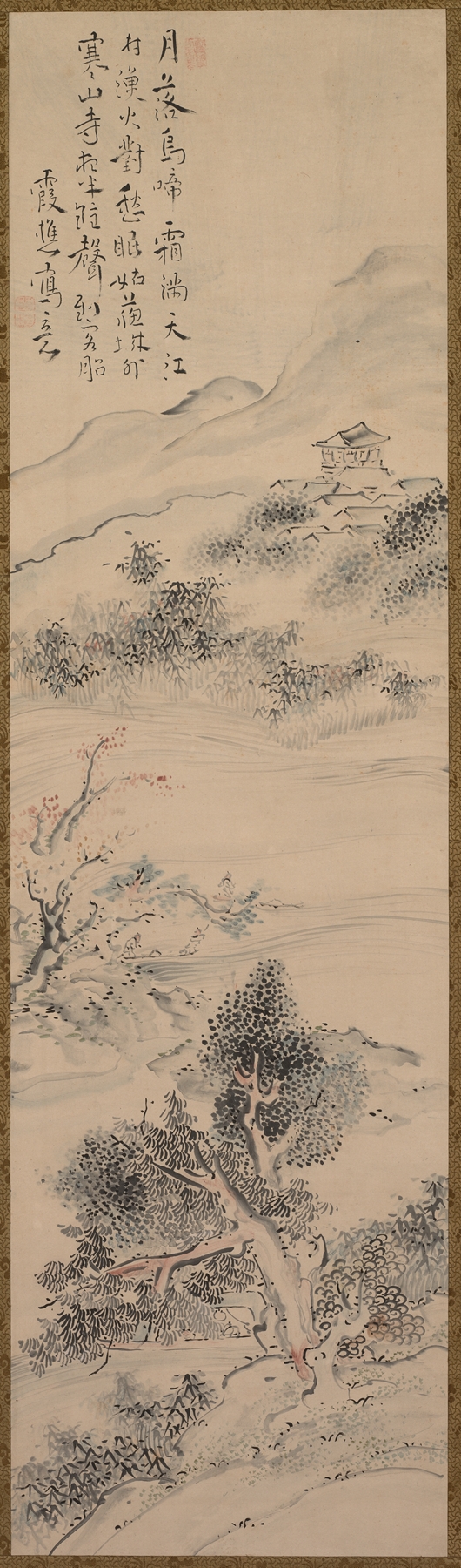 Illustration of Zhang Qi’s Poem on the Cold Mountain Temple, by Ike Taiga, public domain