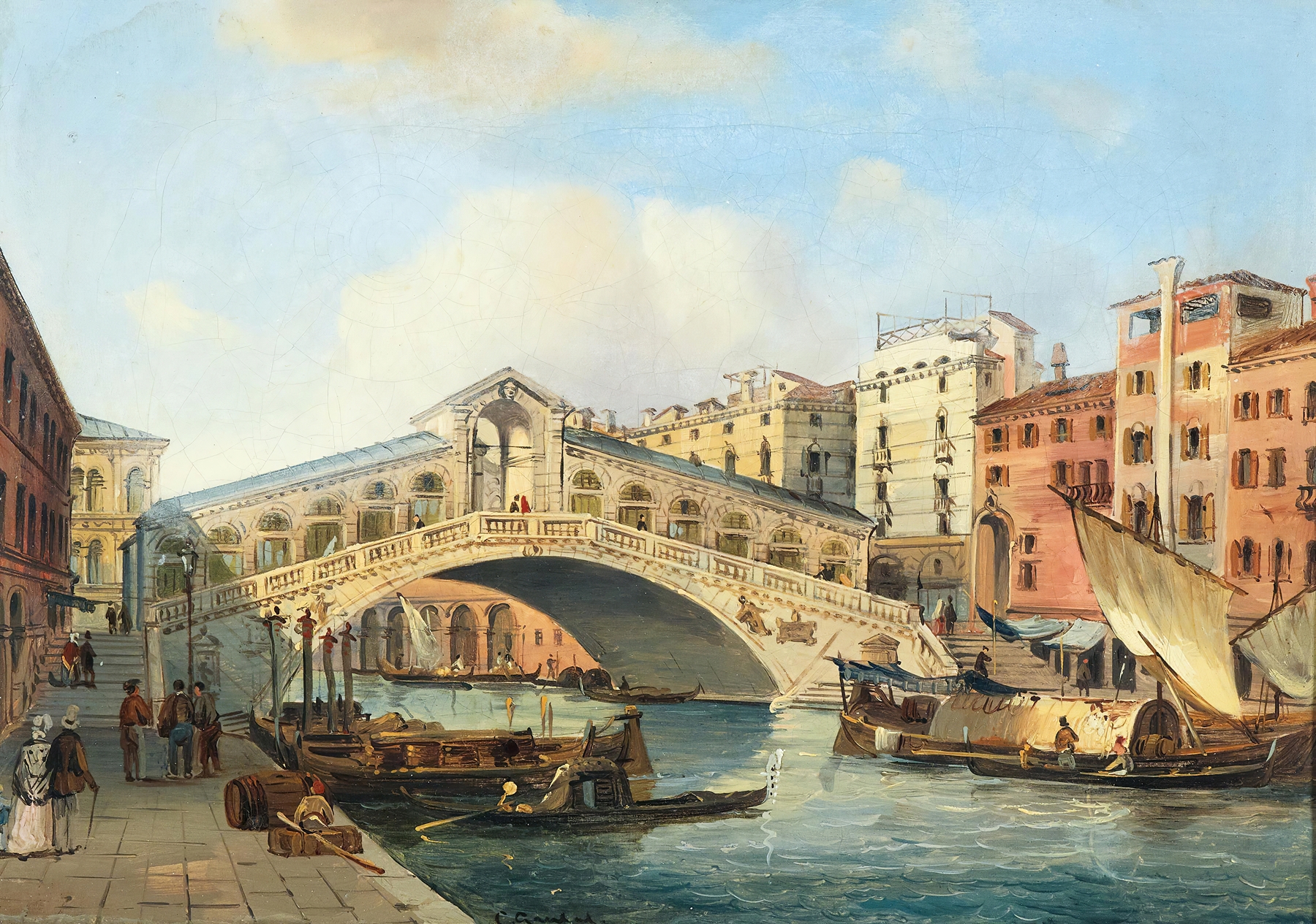 Venice, the Grand Canal with the Rialto Bridge, by Carlo Grubacs, public domain