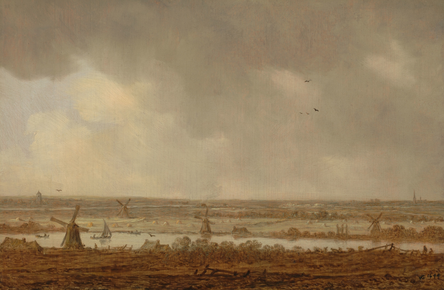 Polder Landscape by Jan van Goyen, oil painting depicting a serene Dutch landscape