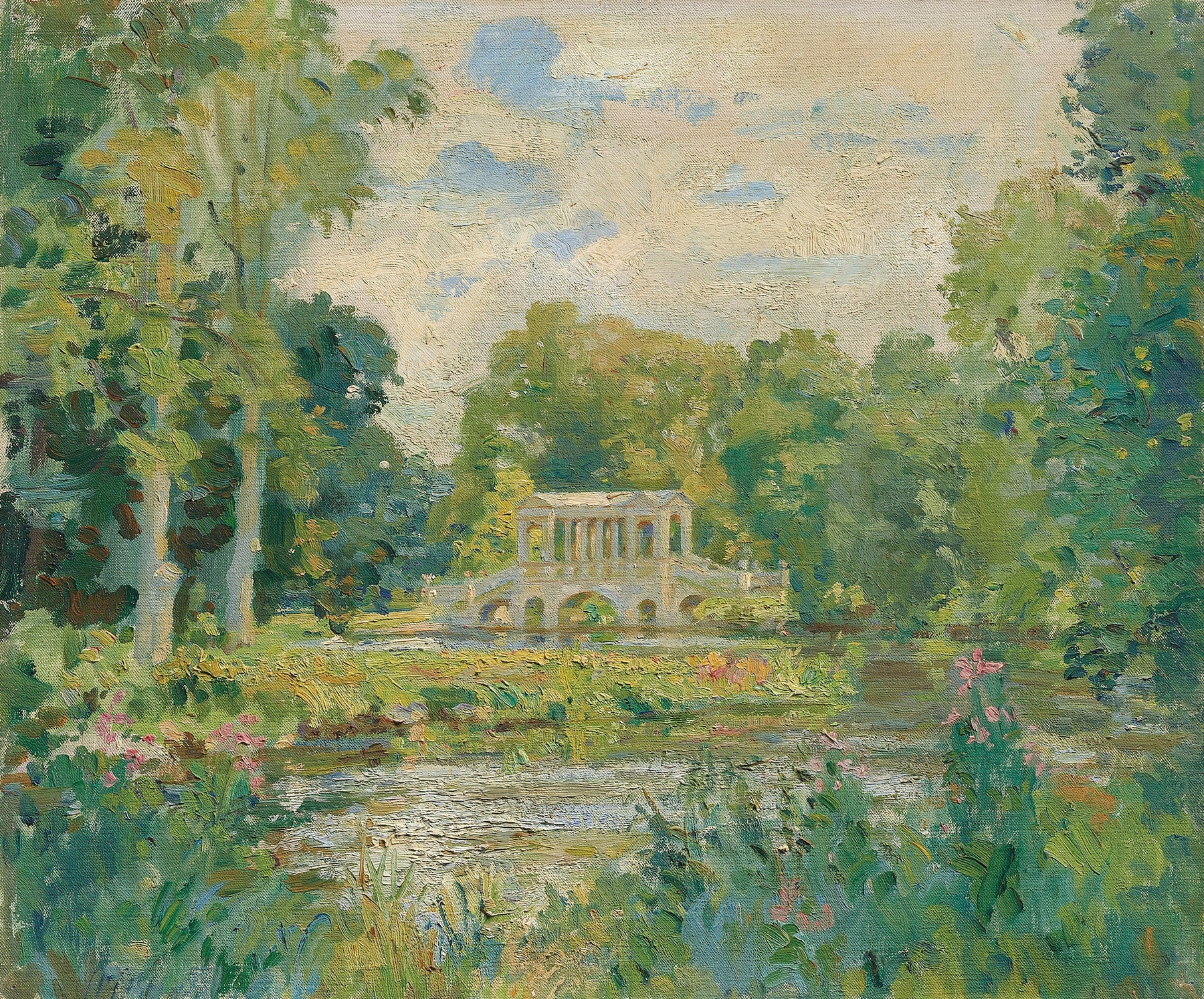 The Palladian Bridge at Wilton House, oil painting by Wilfrid Gabriel de Glehn