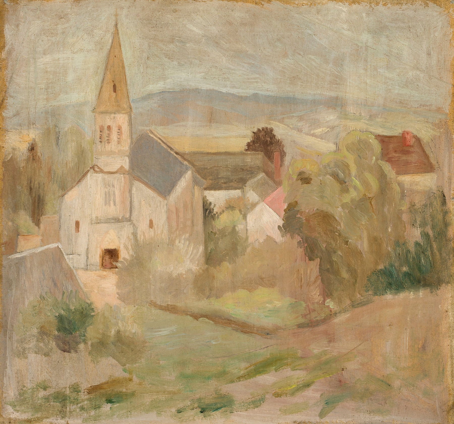 Pejzaż z kościółkiem (La Comelle), by Tadeusz Makowski, public domain