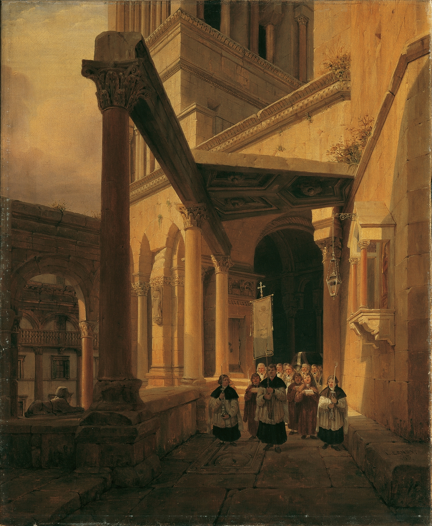Architecture featuring columns in the temple of Diana by Leopold Ernst, 1843