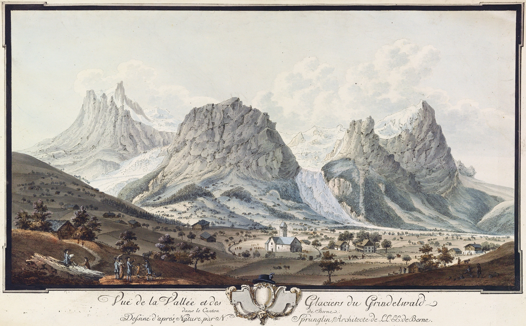 Landscape of glaciers and mountains in oil painting by Niklaus Sprüngli