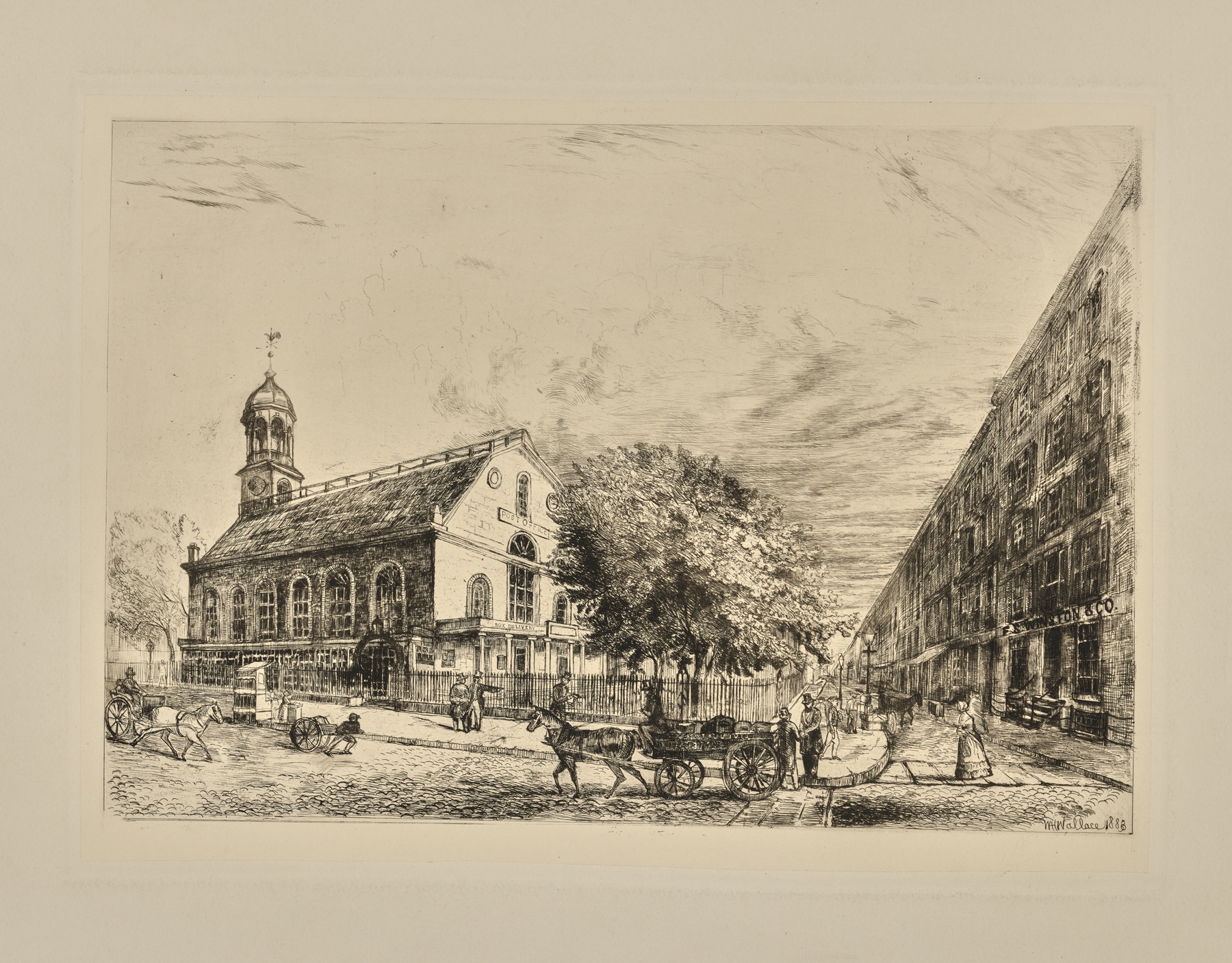 Old Post Office in New York, oil painting by William Henry Wallace