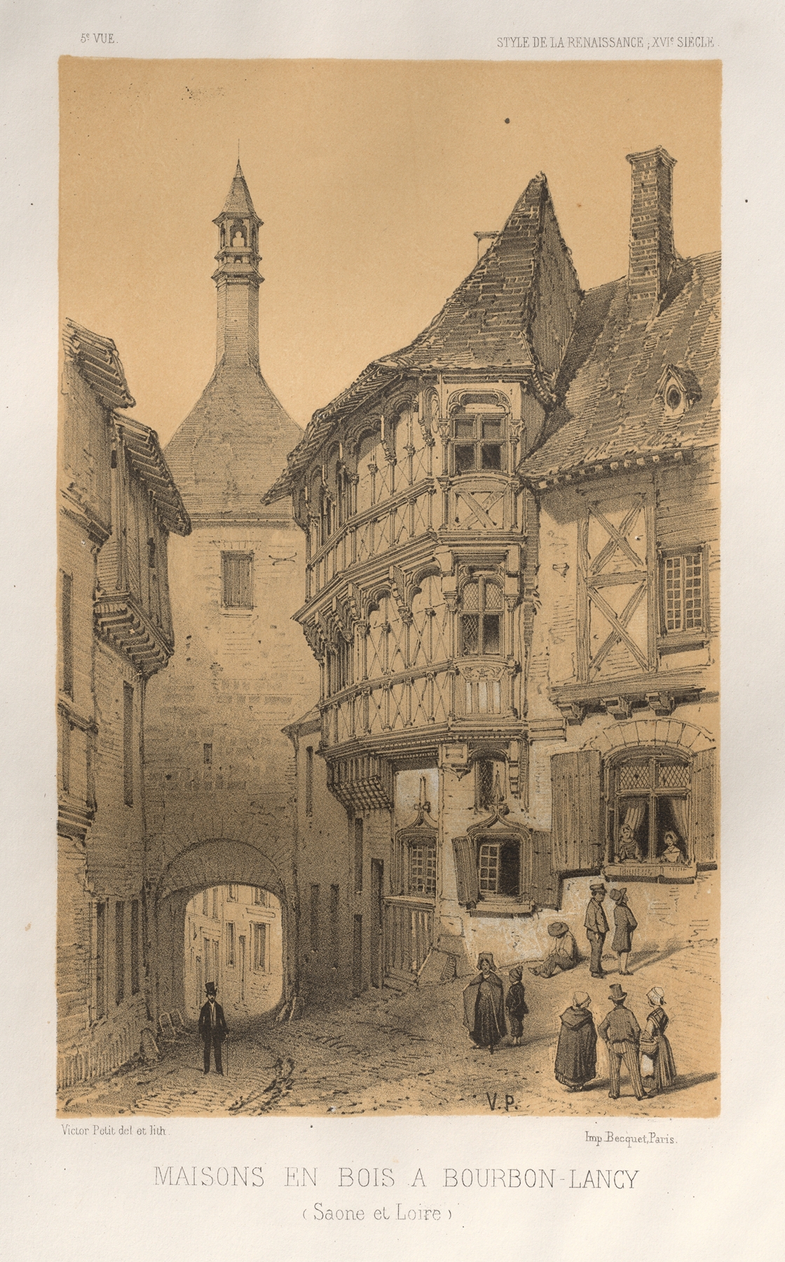 Architecture of Maison en Bois a Bourbon-Lancy by Victor Petit, oil painting