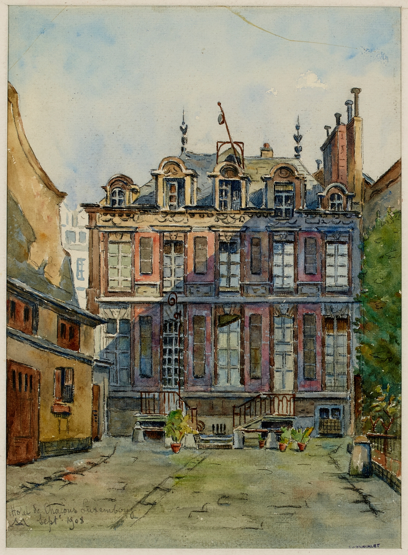 Hôtel Chalons-Luxembourg, oil on canvas by Georges-Henri Manesse