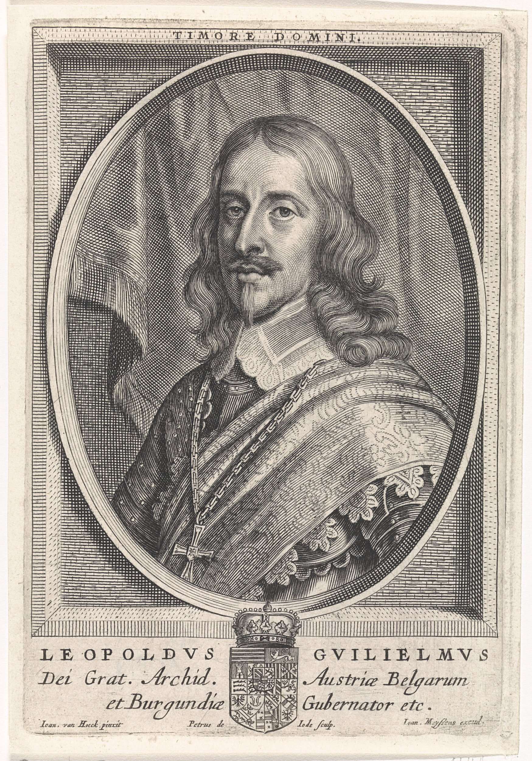 Etching of Archduke Leopold Wilhelm by Pieter de Jode, featuring a detailed lace collar