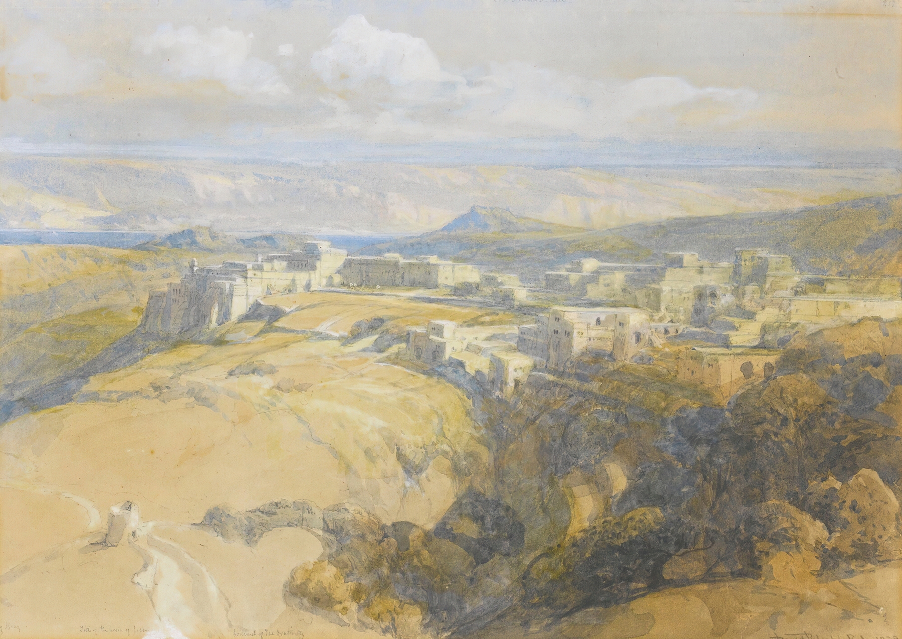 Landscape of Bethlehem towards the Dead Sea, oil painting by David Roberts