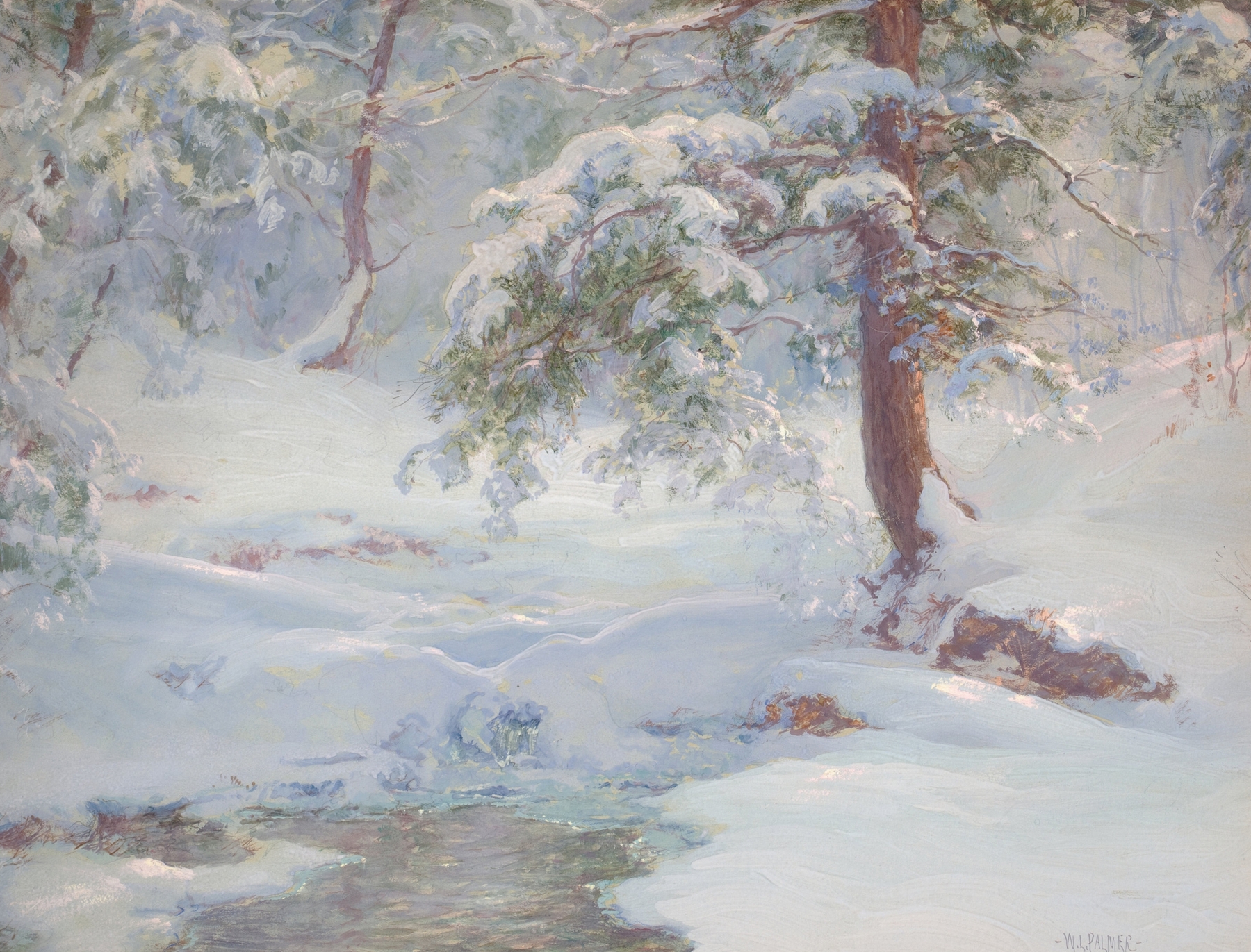 Winter landscape with snow and trees, oil painting by Walter Launt Palmer