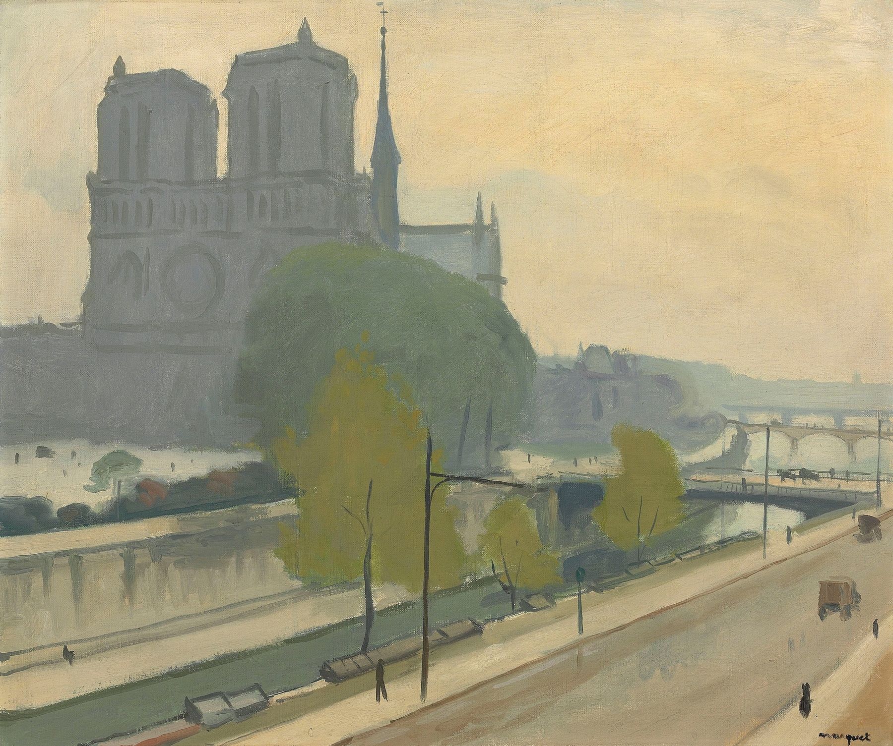 Notre-Dame vue des quais, le soir, by Albert Marquet, public domain