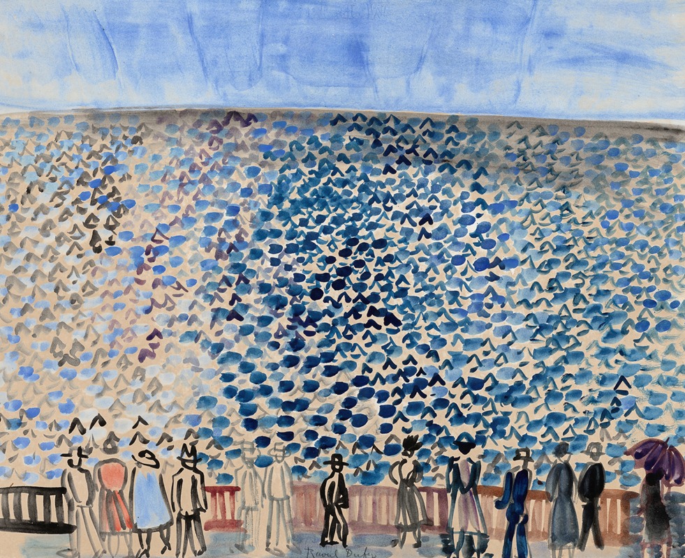 Raoul Dufy's 'Devant la mer' captures a vibrant seaside scene with bold colors.