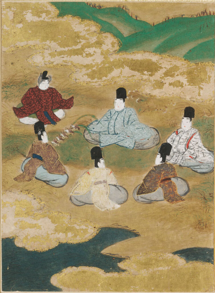 Wind in the Pines (Matsukaze), Illustration to Chapter 18 of the Tale of Genji (Genji monogatari), by Tosa Mitsunobu, public domain