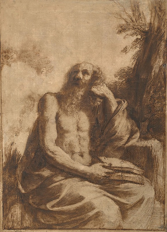 Guercino's 'Saint Jérôme' captures the saint in a moment of contemplation.
