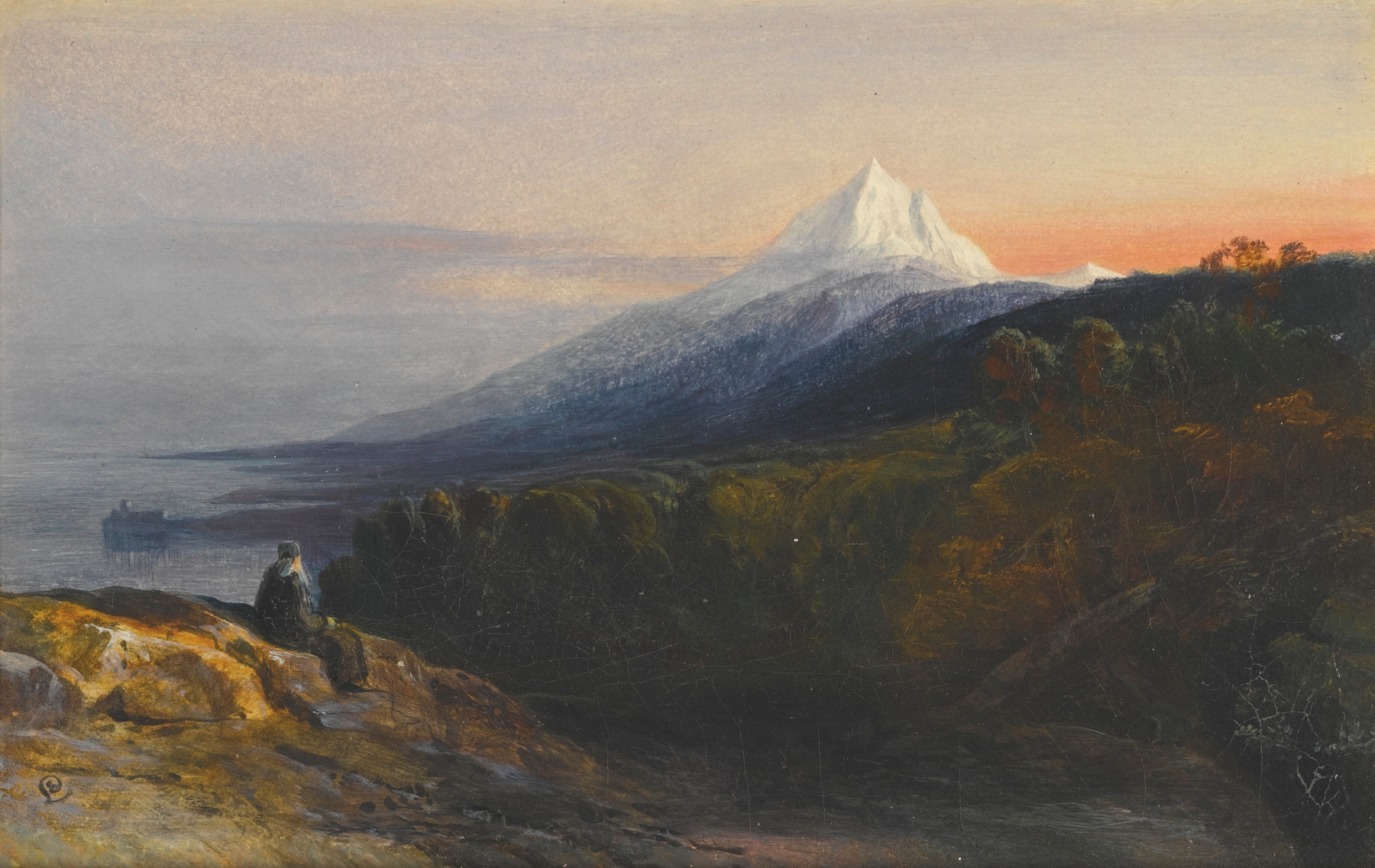 A View Of Mount Athos And The Pantokrator Monastery, Greece, by Edward Lear, public domain