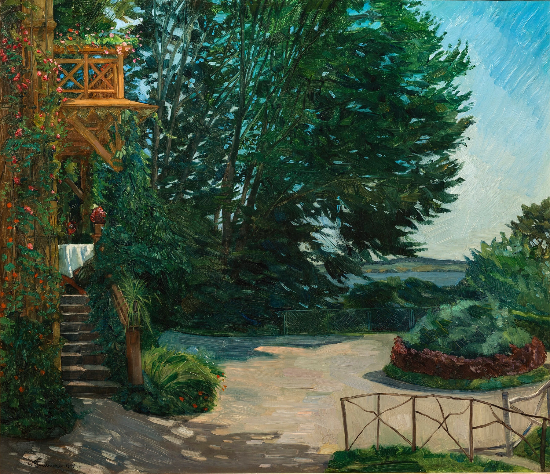 Garten einer Villa am Starnberger See, by Wilhelm Trübner, public domain