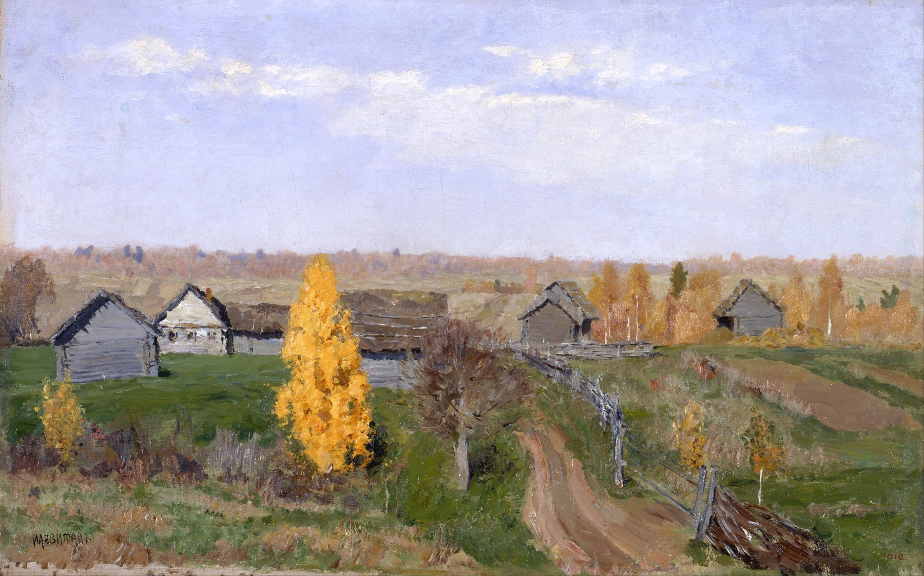 Golden autumn landscape with trees by Isaac Levitan, oil on canvas