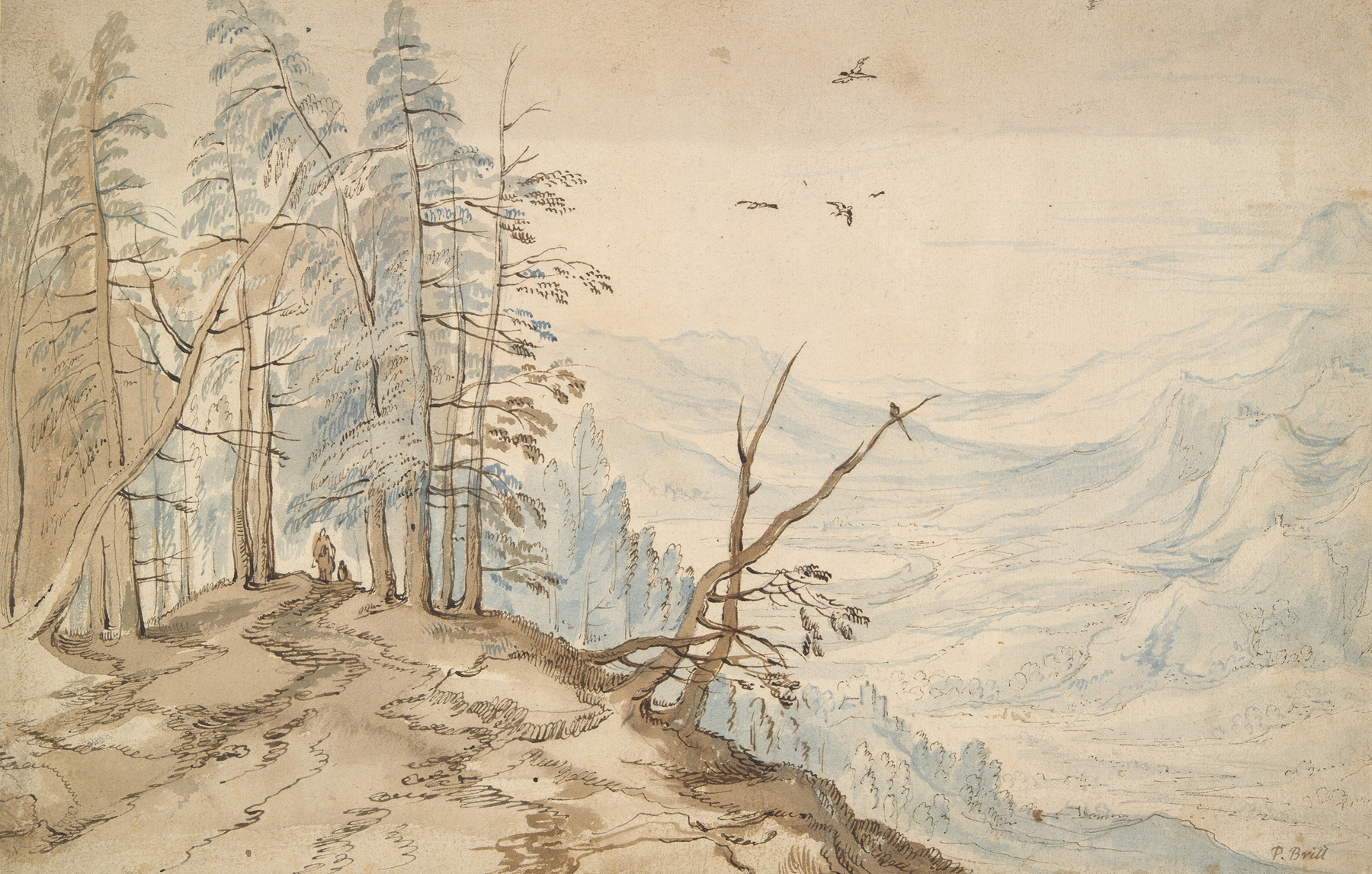 View in a Valley from the Edge of a Mountain Road, by Jan Brueghel the Elder, public domain