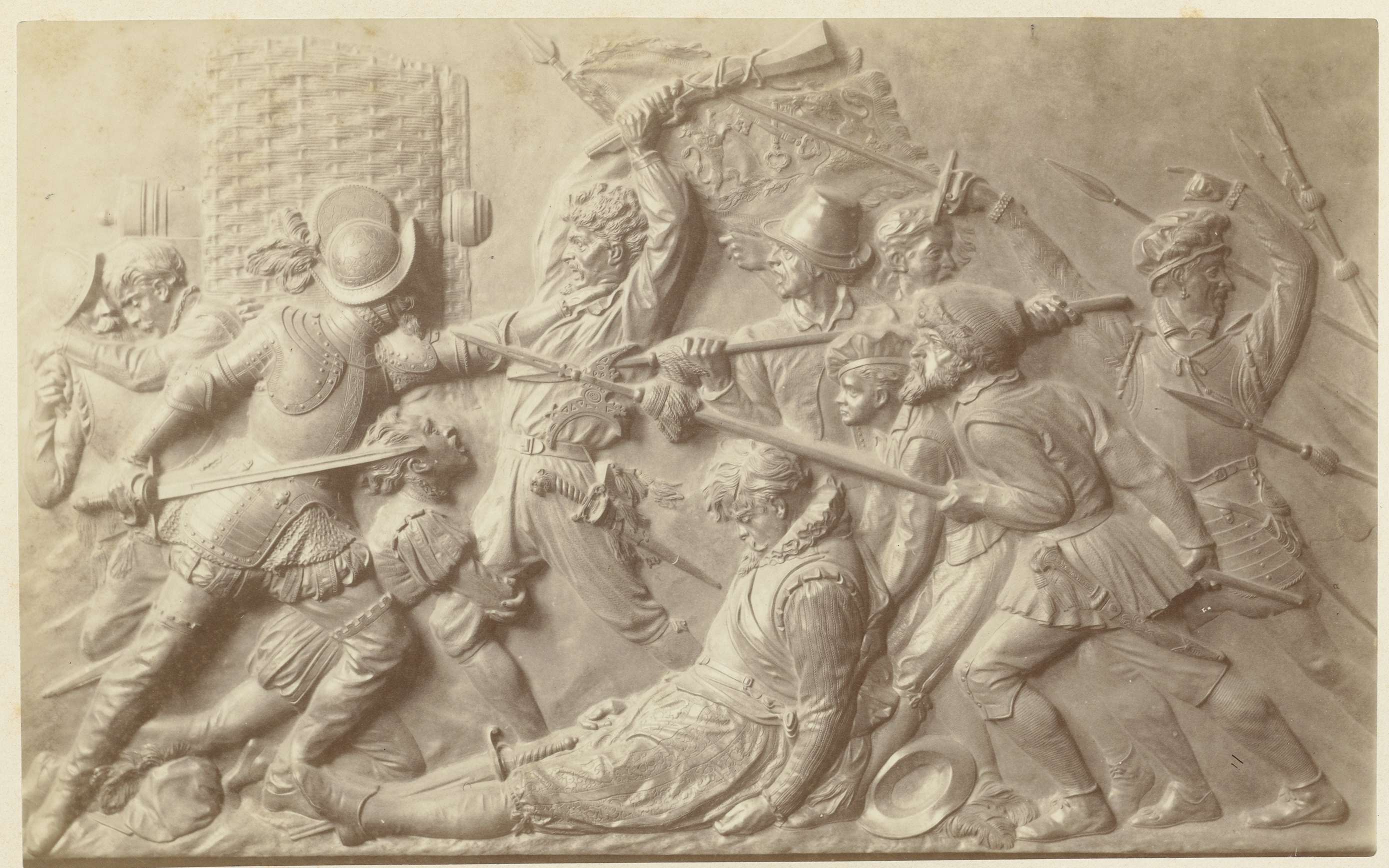 Relief depicting a historical scene from the Eighty Years' War by Willem Frederik Vinkenbos, albumen print.