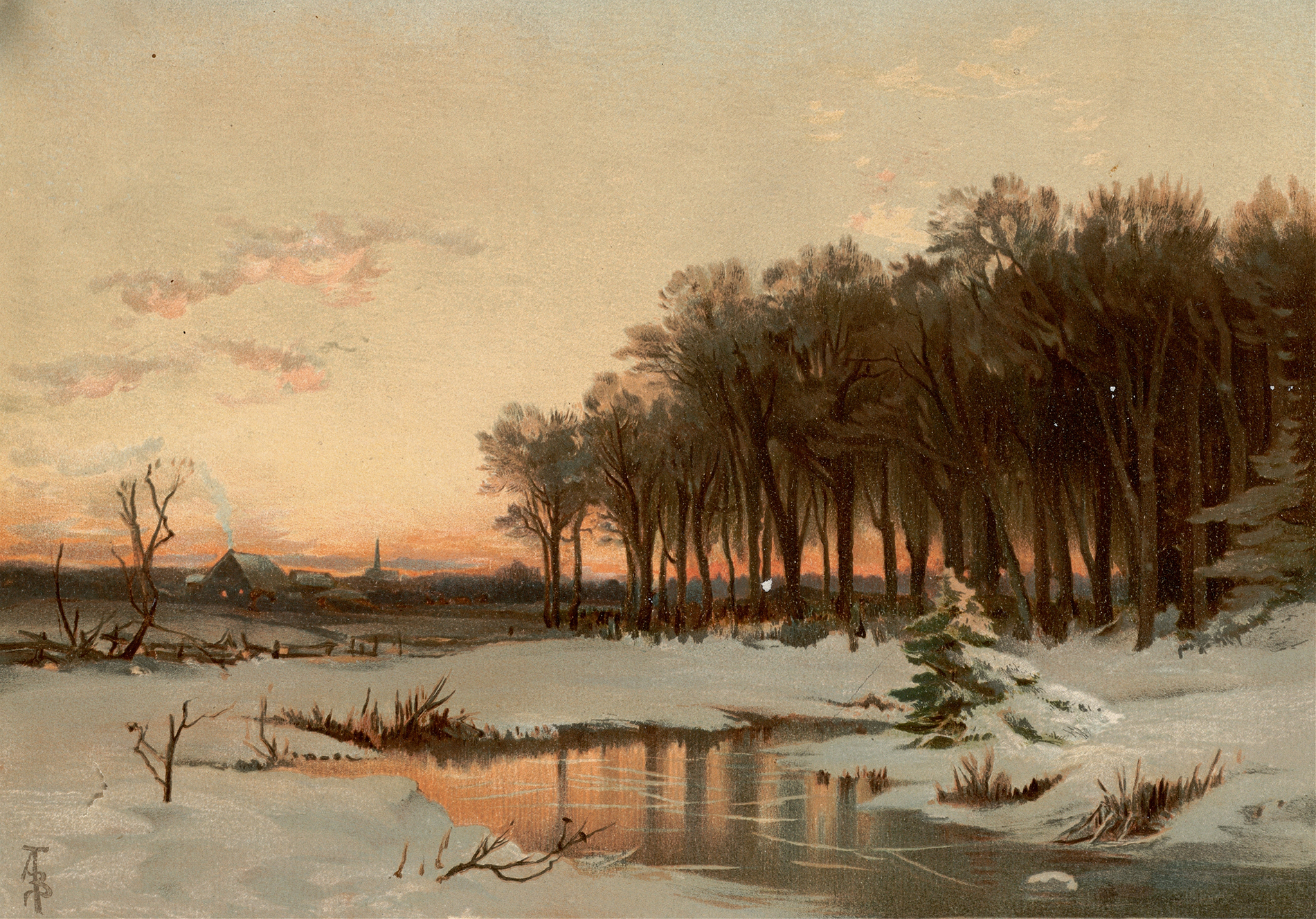 Late Autumn, Saco River by Alfred Thompson Bricher, oil on canvas depicting a river in autumn colors.