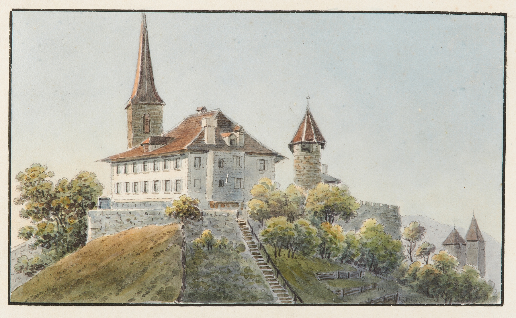 Landscape with muted colors depicting life and mortality by Jakob Samuel Weibel