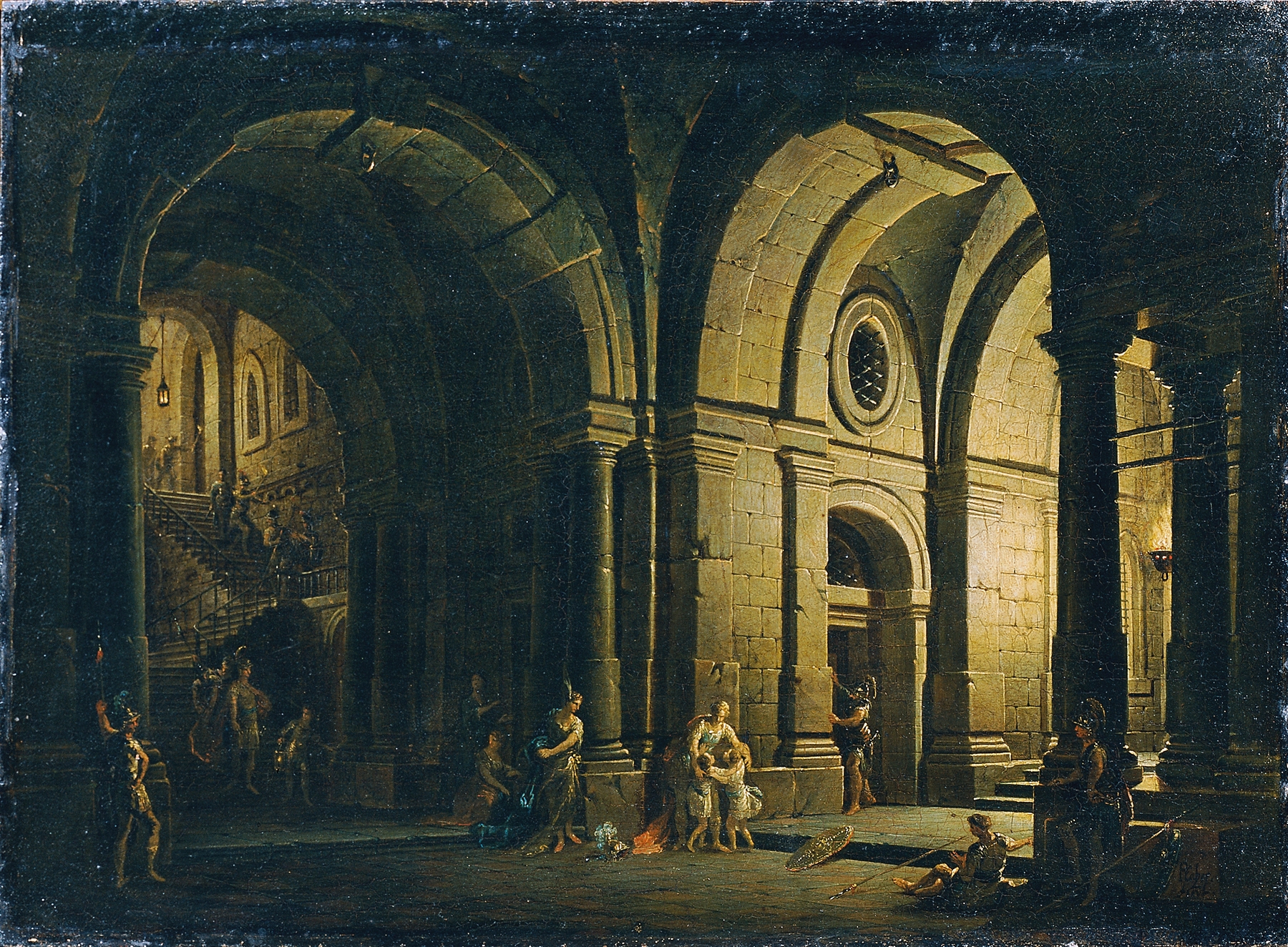 Julius Sabinus in a dark cell, oil painting by Josef Platzer