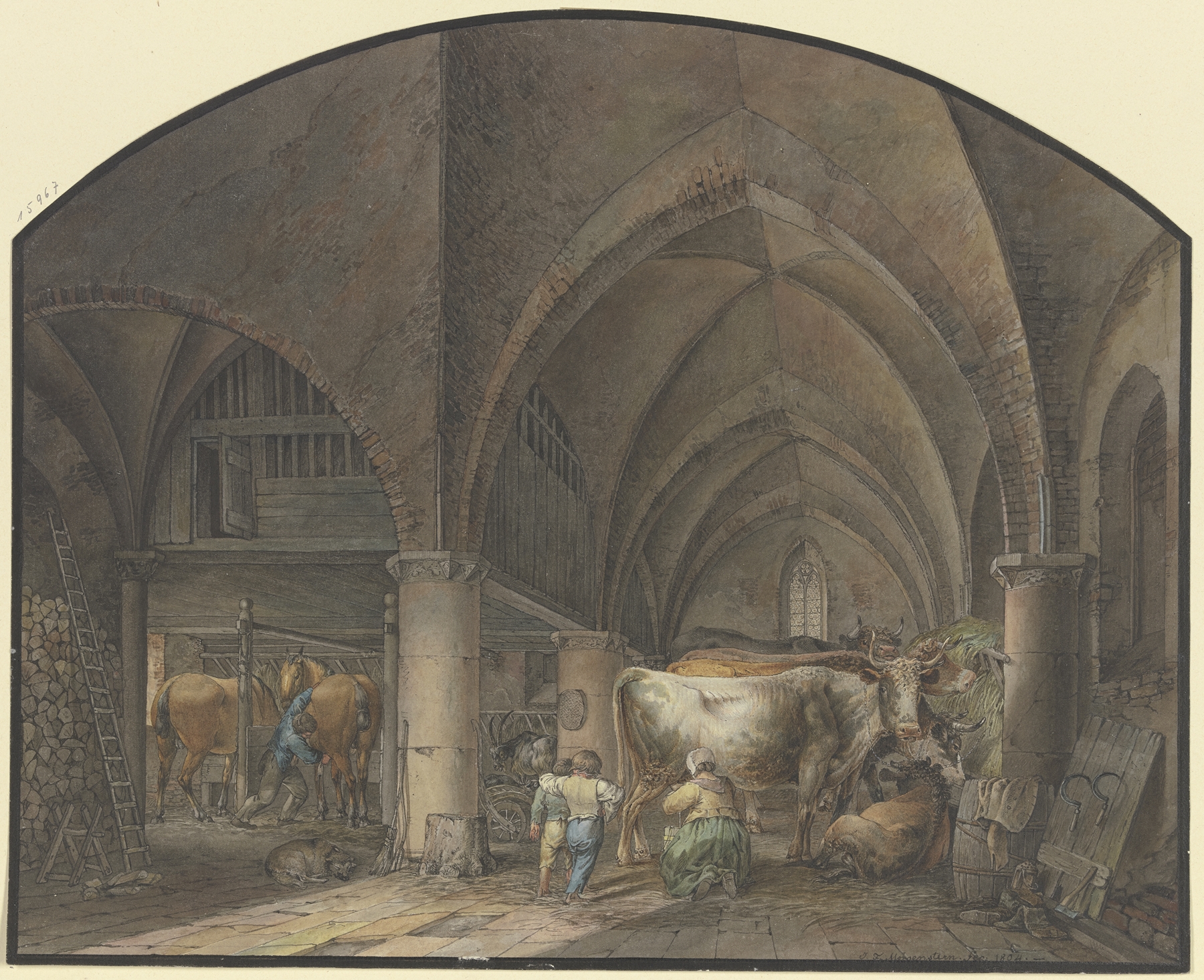 Ehemalige Hauskapelle der Riedhöfe by Johann Friedrich Morgenstern, oil painting depicting a chapel with soft light.