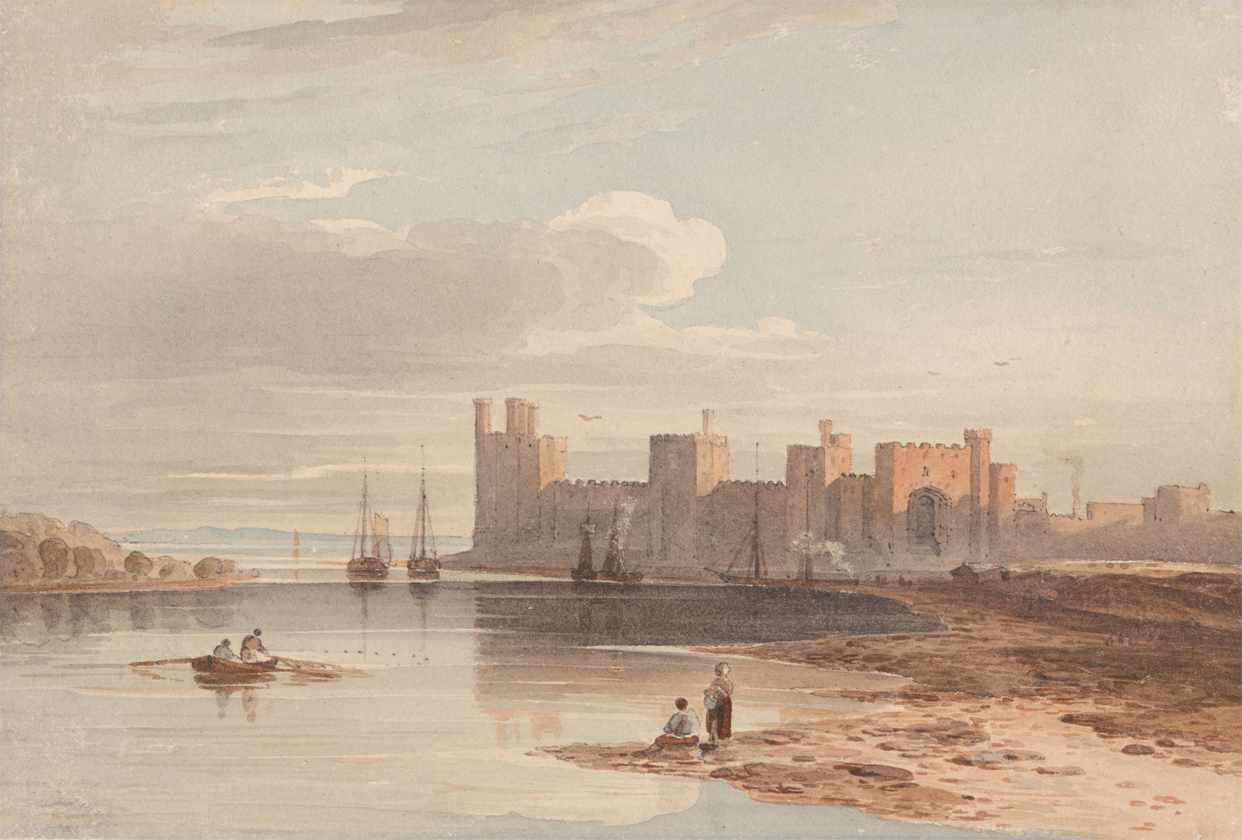 Carnarvon Castle, by John Varley, public domain