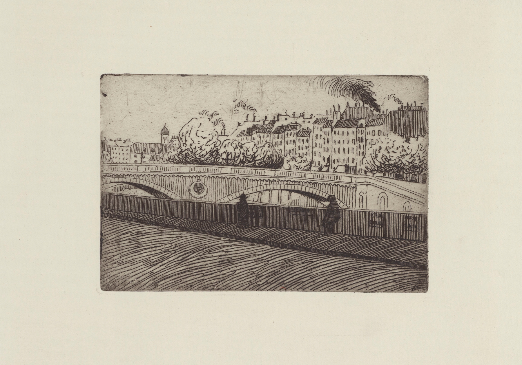 Le pont St Michel by Félix Vallotton, oil on canvas depicting a bridge over a river in Paris.