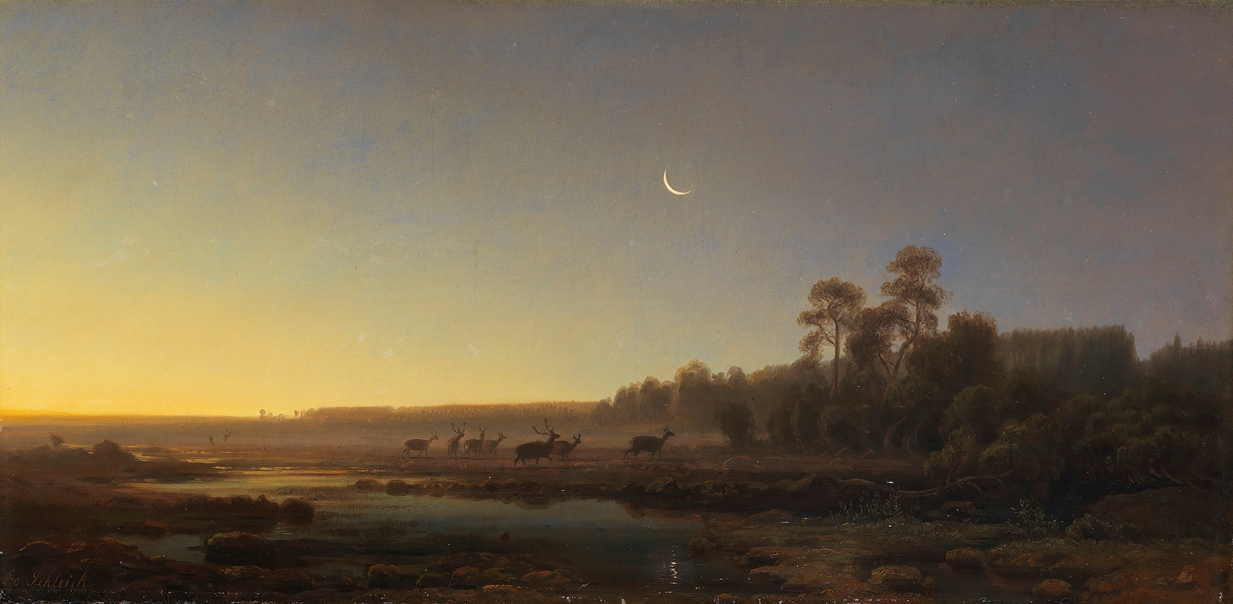 Wildwechsel im Haspelmoos, by Eduard Schleich The Elder, public domain