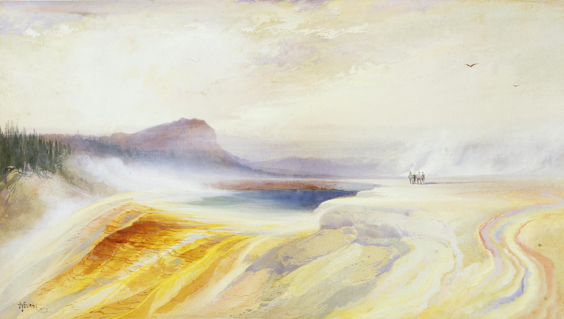 Great Blue Spring of the Lower Geyser Basin, Thomas Moran, oil painting