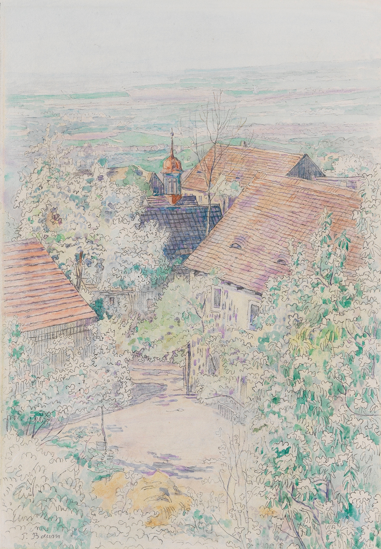Blick aus Homberg an der Efze über blühende Bäume, by Paul Baum, public domain