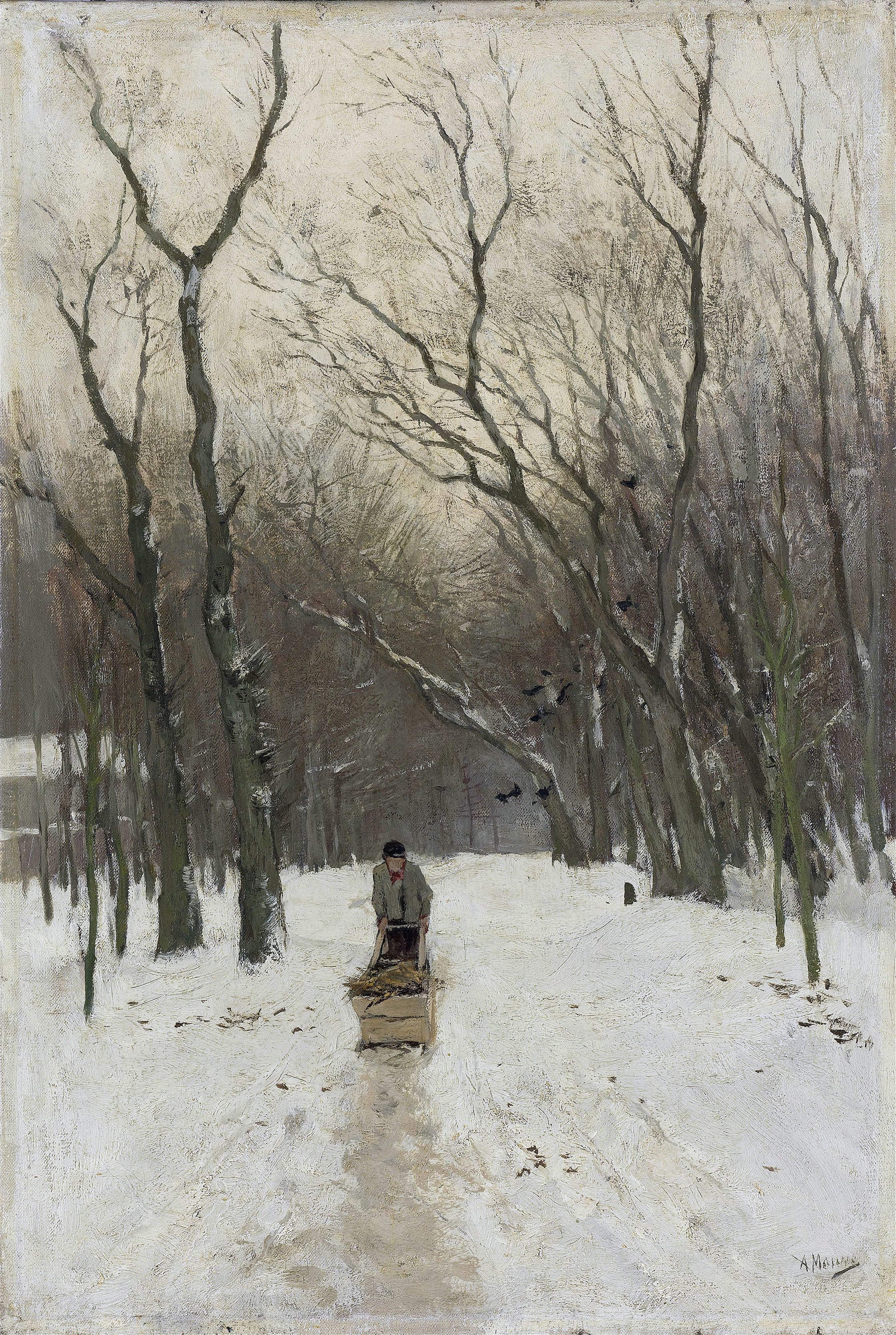Winter in the Scheveningen Woods, by Anton Mauve, public domain
