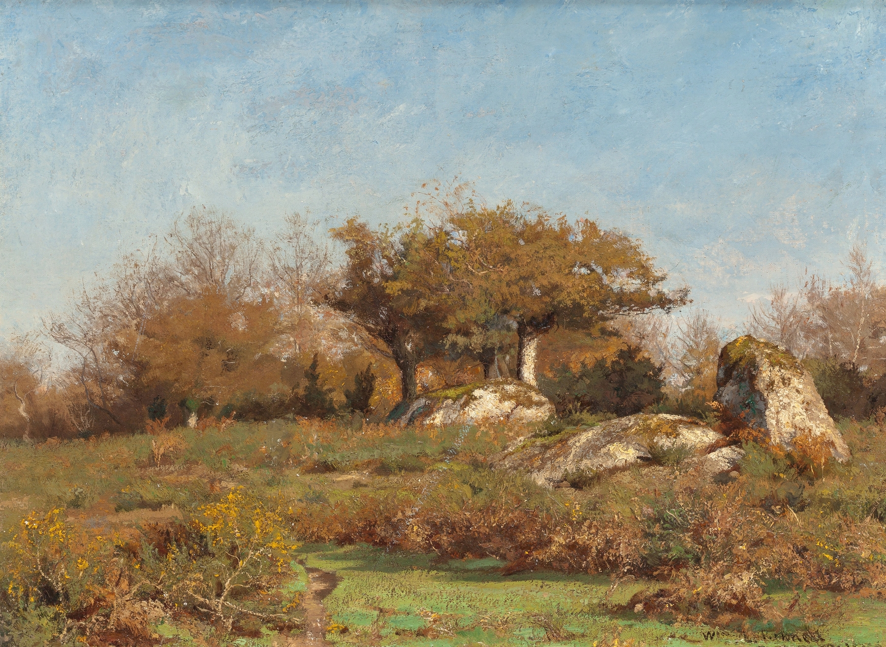 Pont Aven by William Lamb Picknell, oil painting depicting a serene river landscape