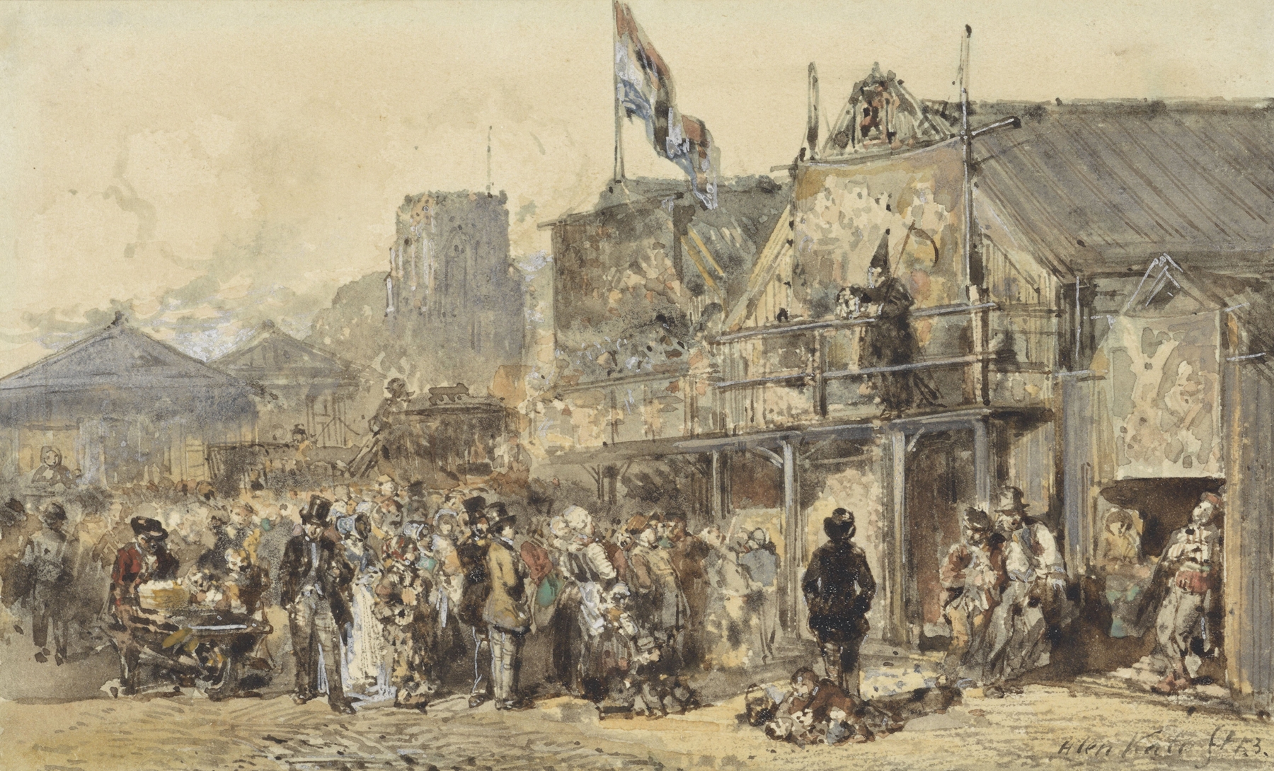Kermis te Leeuwarden, oil on canvas by Herman Frederik Carel Ten Kate