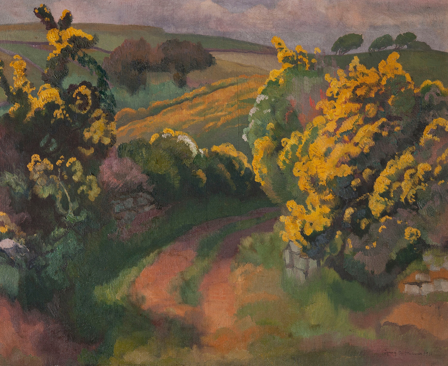 Landscape with blossoming trees, by Stanisław Ignacy Witkiewicz, public domain