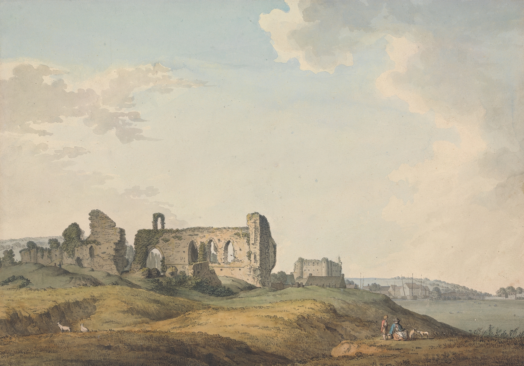Haverfordwest, Pembrokeshire landscape by Samuel Hieronymus Grimm, medium unknown